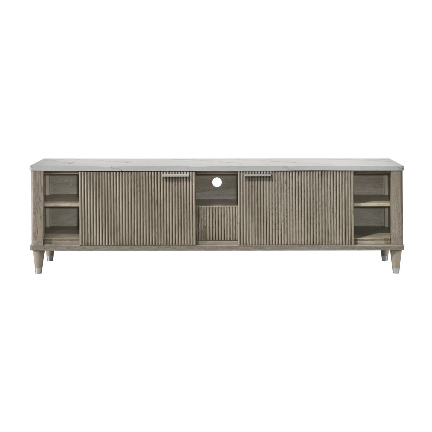 Luxury Sleek White Faux Marble TV Stand Modern Italian Style for Villa