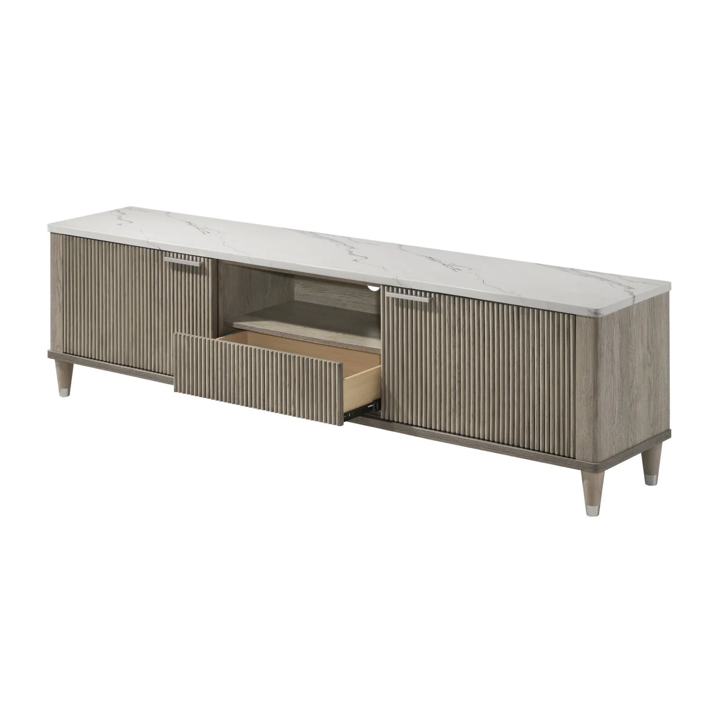 Luxury Sleek White Faux Marble TV Stand Modern Italian Style for Villa