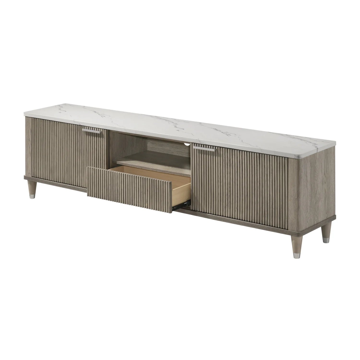 Luxury Sleek White Faux Marble TV Stand Modern Italian Style for Villa