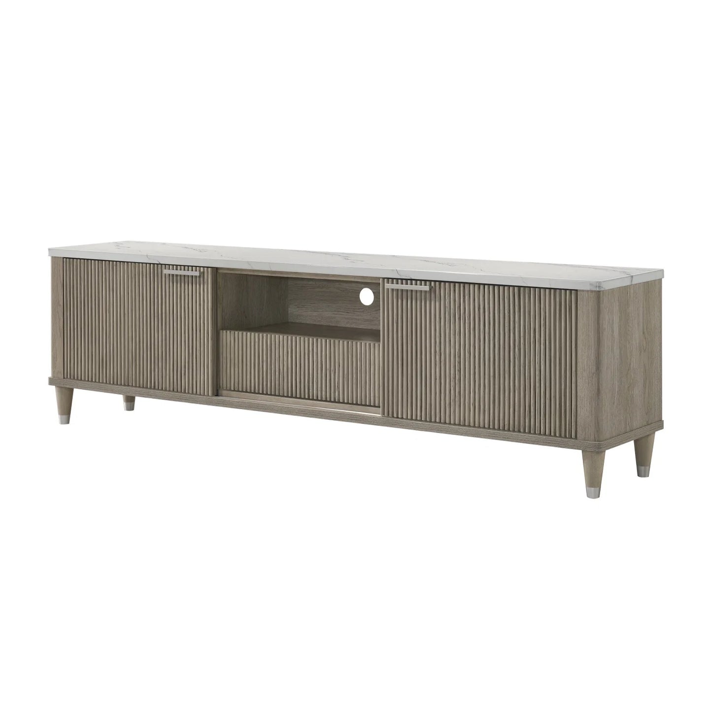 Luxury Sleek White Faux Marble TV Stand Modern Italian Style for Villa