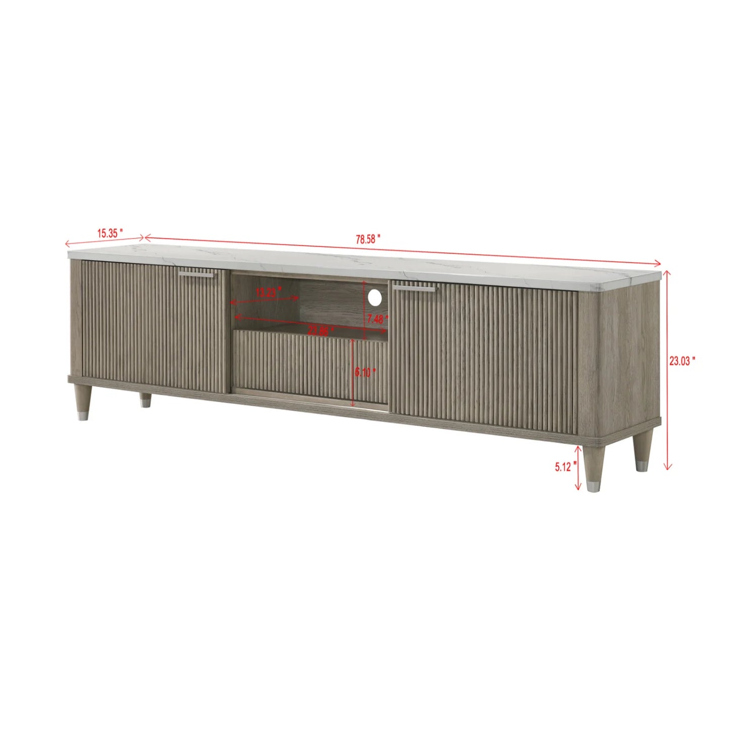 Luxury Sleek White Faux Marble TV Stand Modern Italian Style for Villa