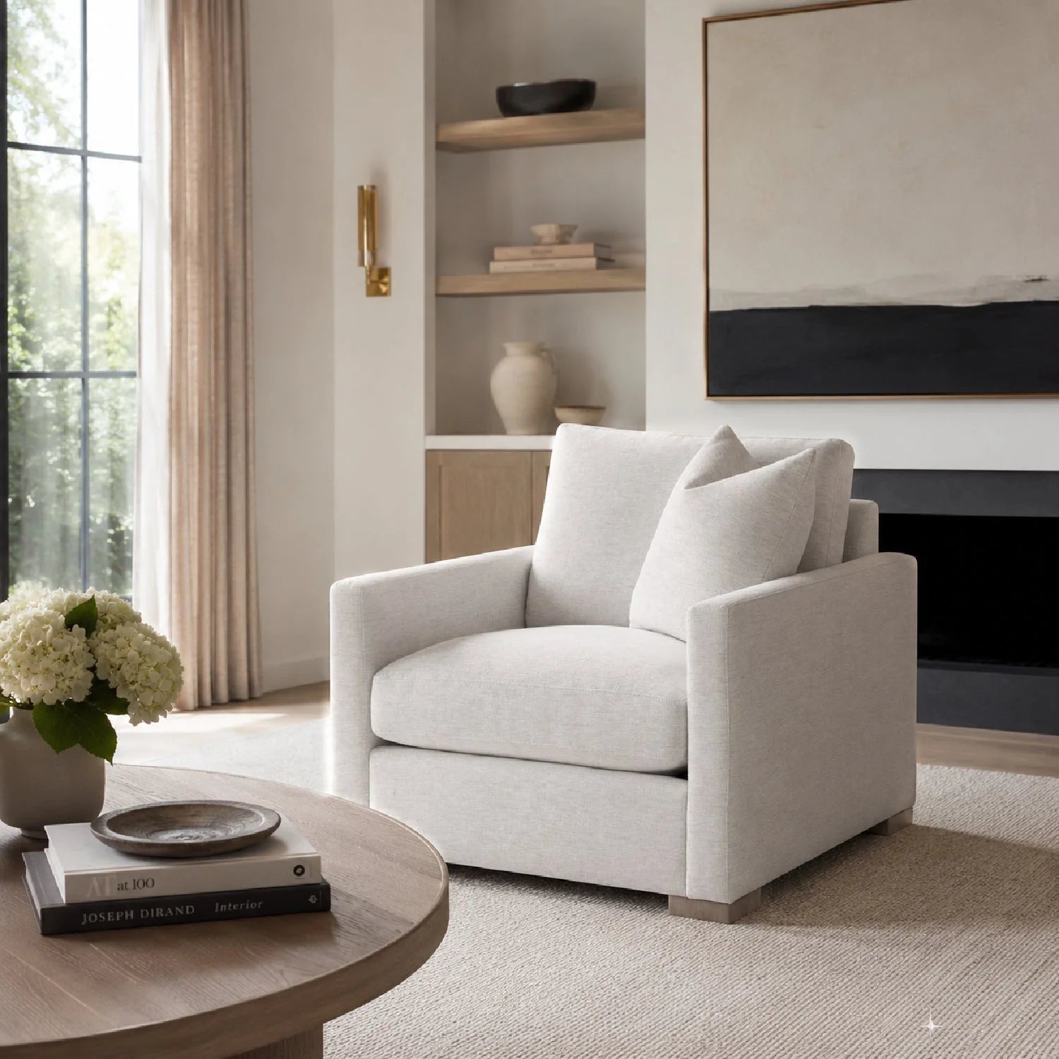 Luxury Slim Arm Fabric Lounge Chair Modern Italian Style for Villa