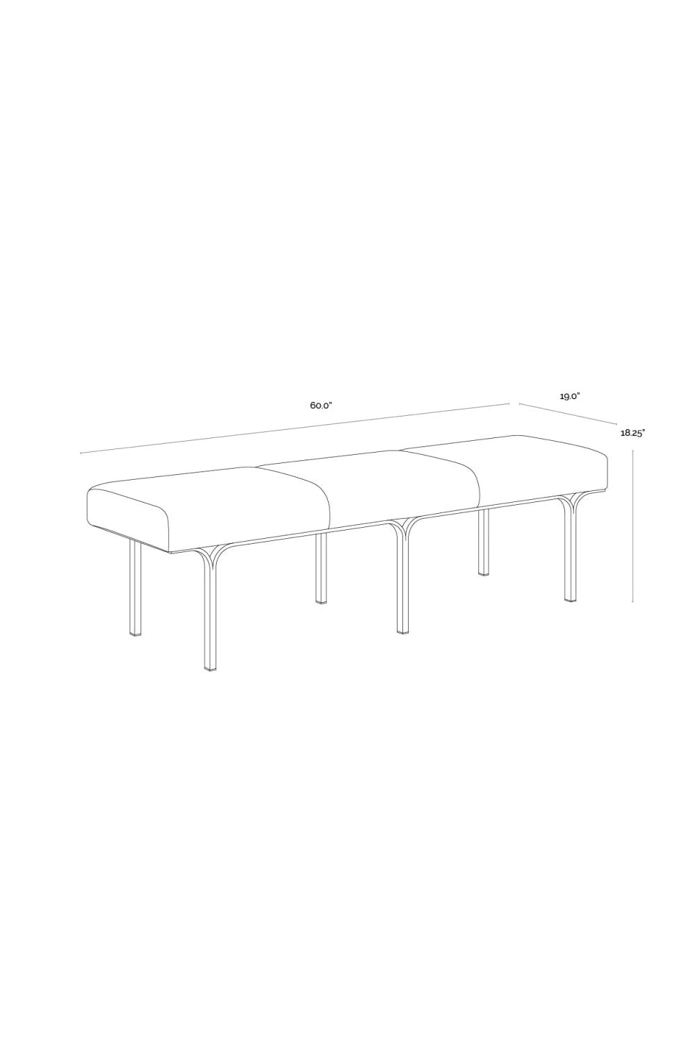 Luxury Slim Frame Upholstered Bench European Style for Villa