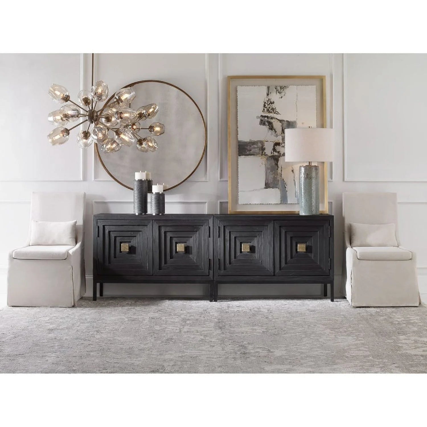 Luxury Slipcovered Fabric Accent Chair Modern European Style for Villa