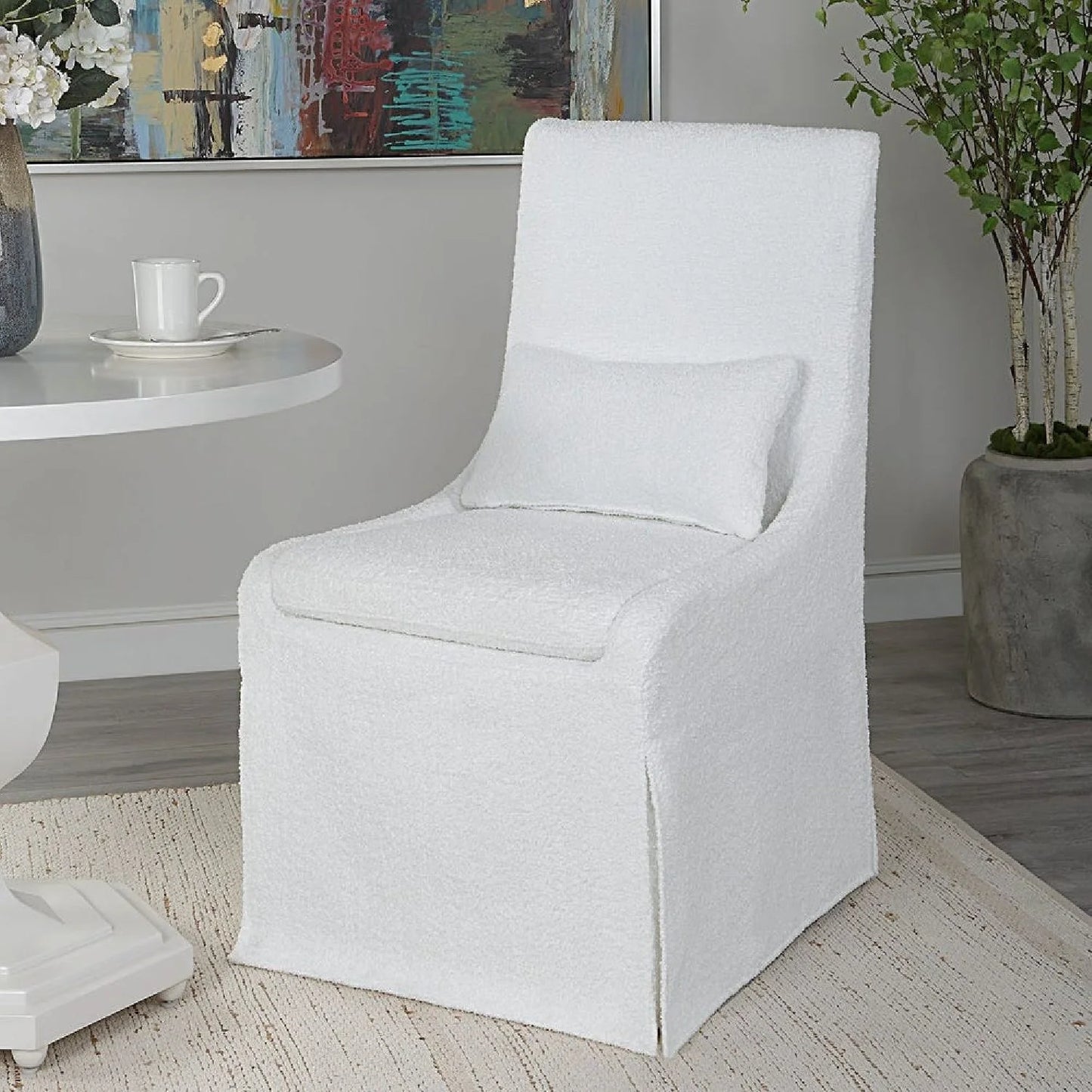 Luxury Slipcovered Fabric Accent Chair Modern European Style for Villa