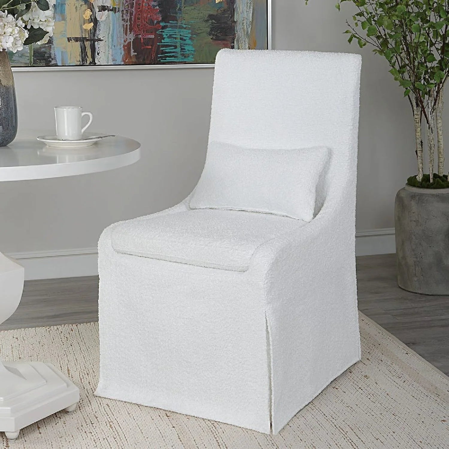 Luxury Slipcovered Fabric Accent Chair Modern European Style for Villa
