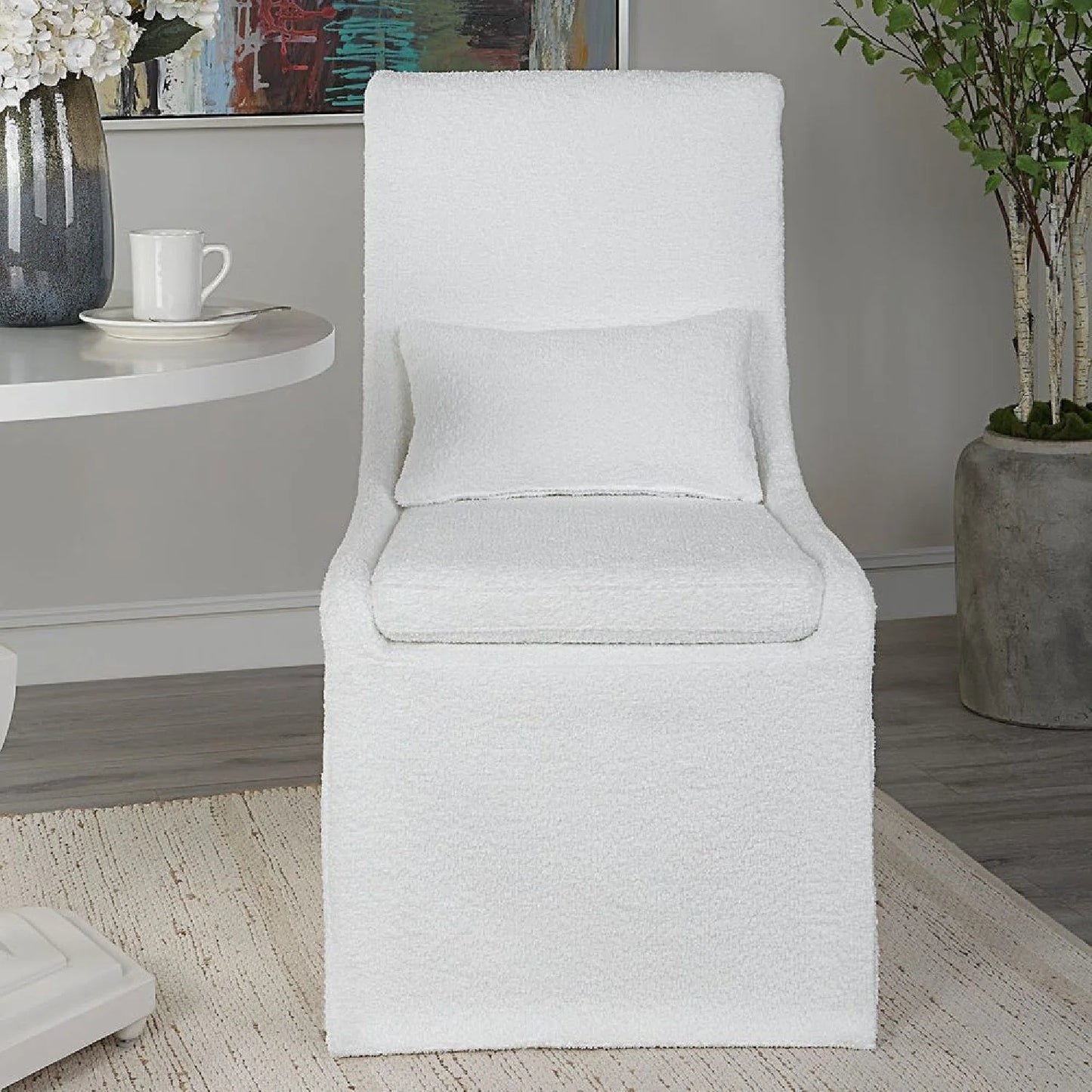Luxury Slipcovered Fabric Accent Chair Modern European Style for Villa