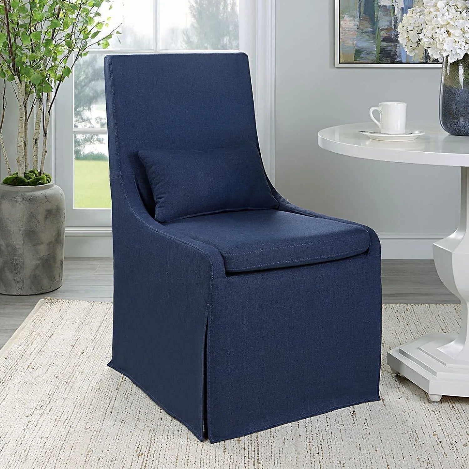 Luxury Slipcovered Fabric Accent Chair Modern European Style for Villa
