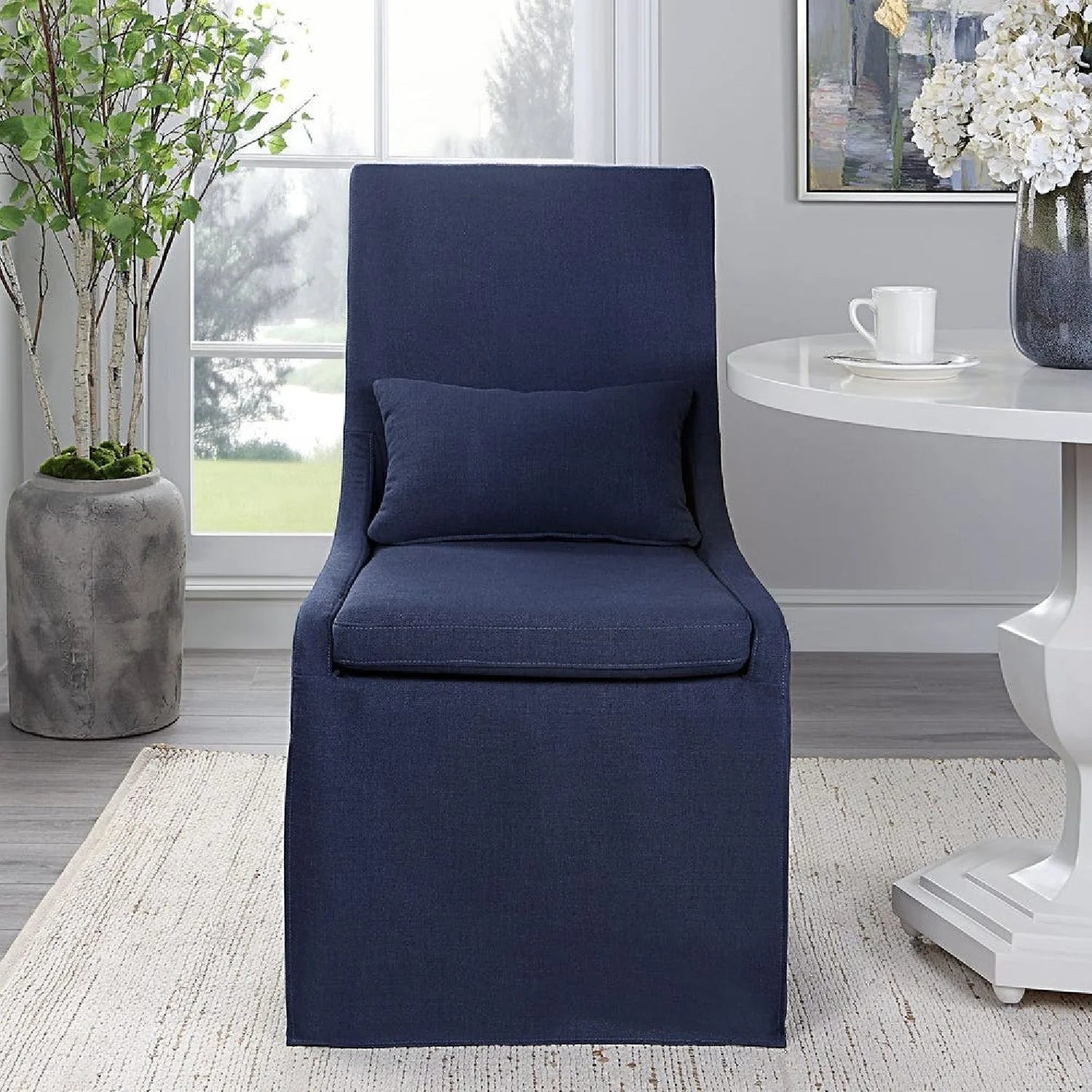 Luxury Slipcovered Fabric Accent Chair Modern European Style for Villa