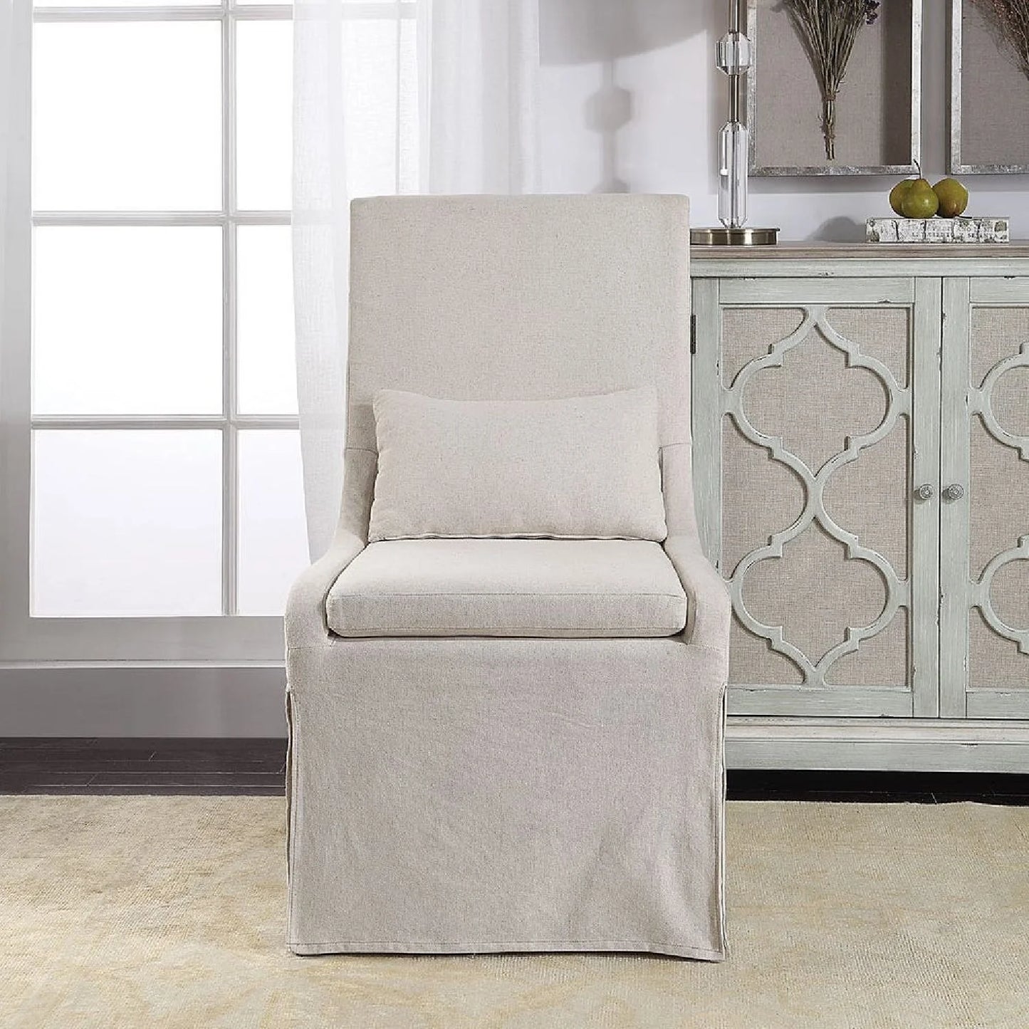 Luxury Slipcovered Fabric Accent Chair Modern European Style for Villa