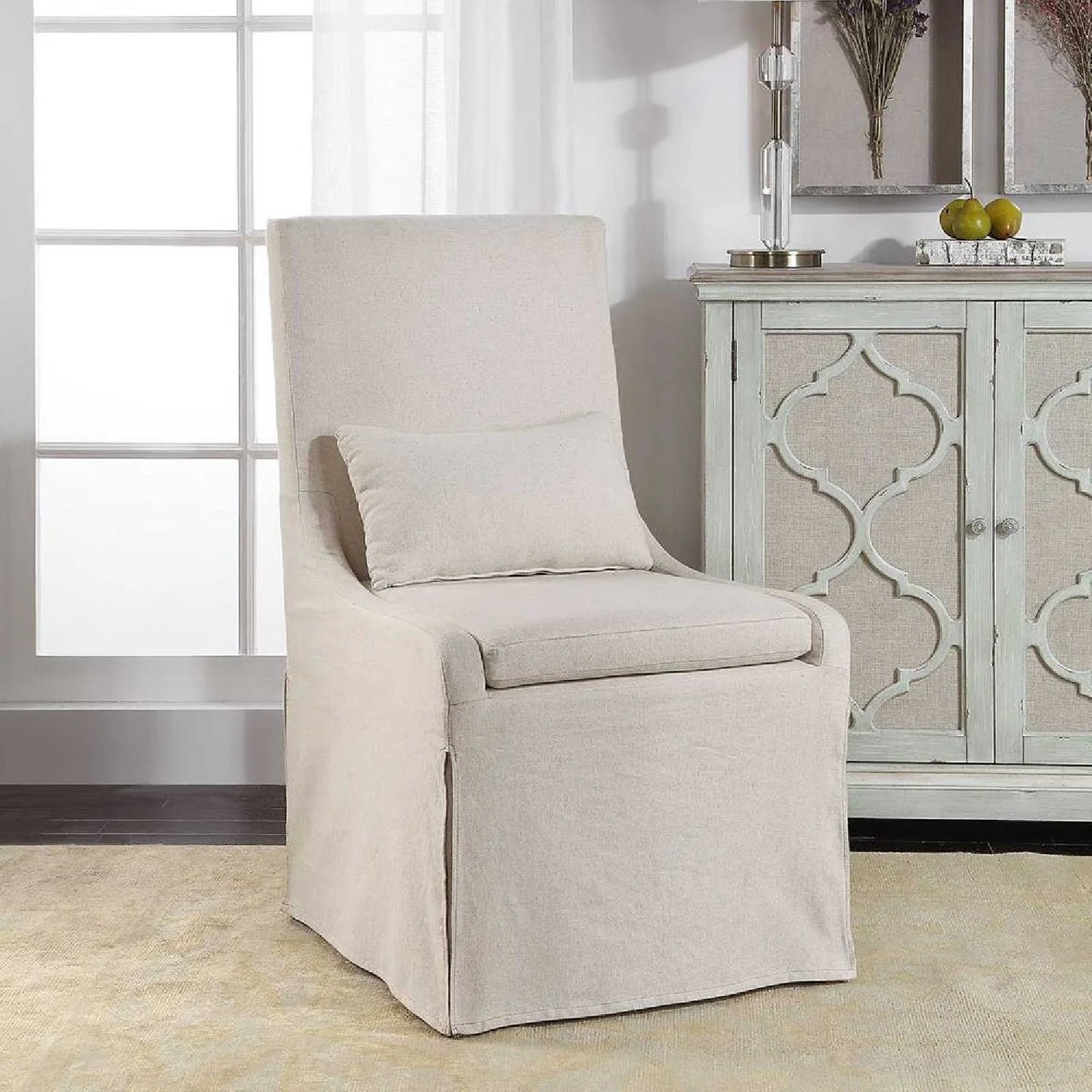 Luxury Slipcovered Fabric Accent Chair Modern European Style for Villa