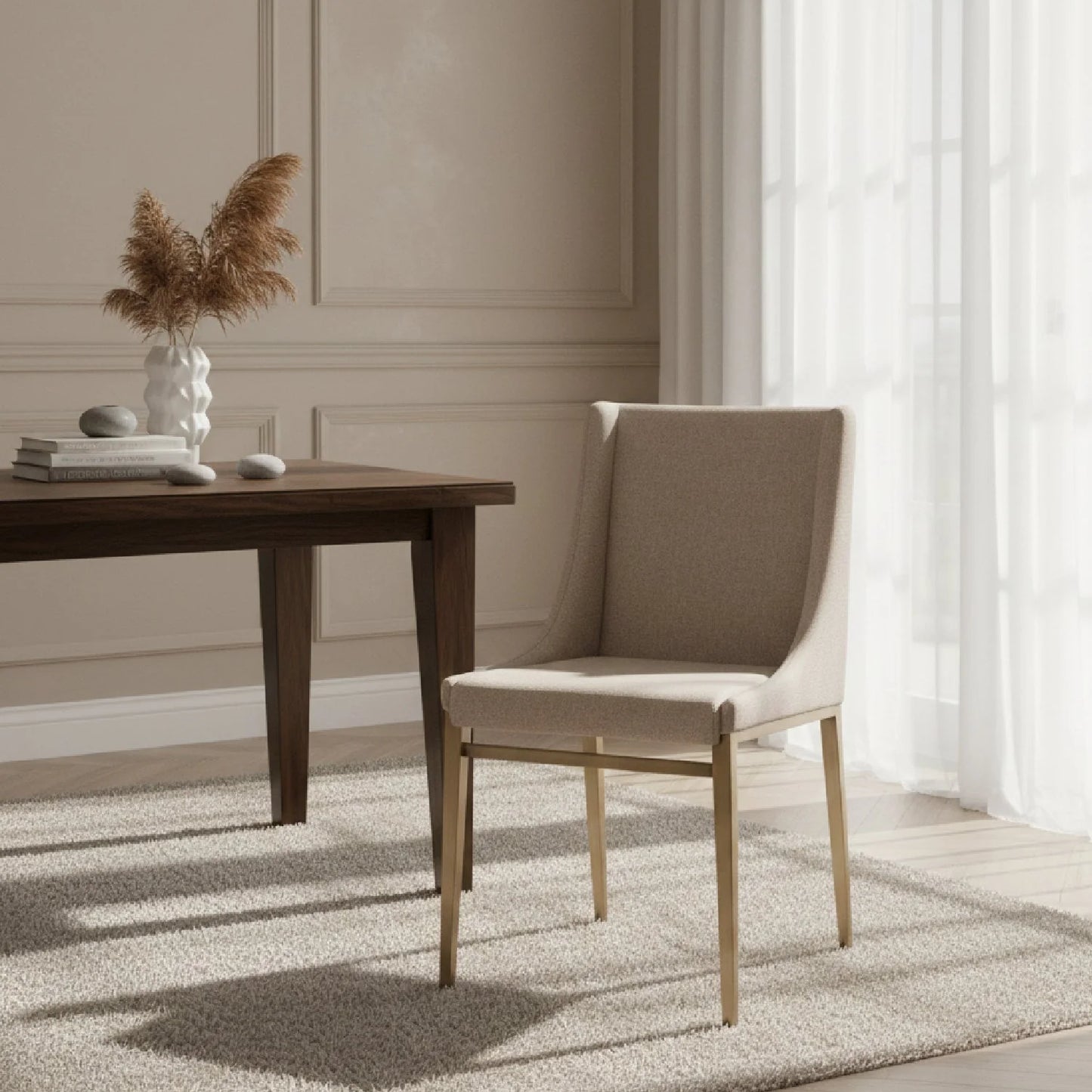 Luxury Sloped Arm Modern Dining Chair European Style for Villa