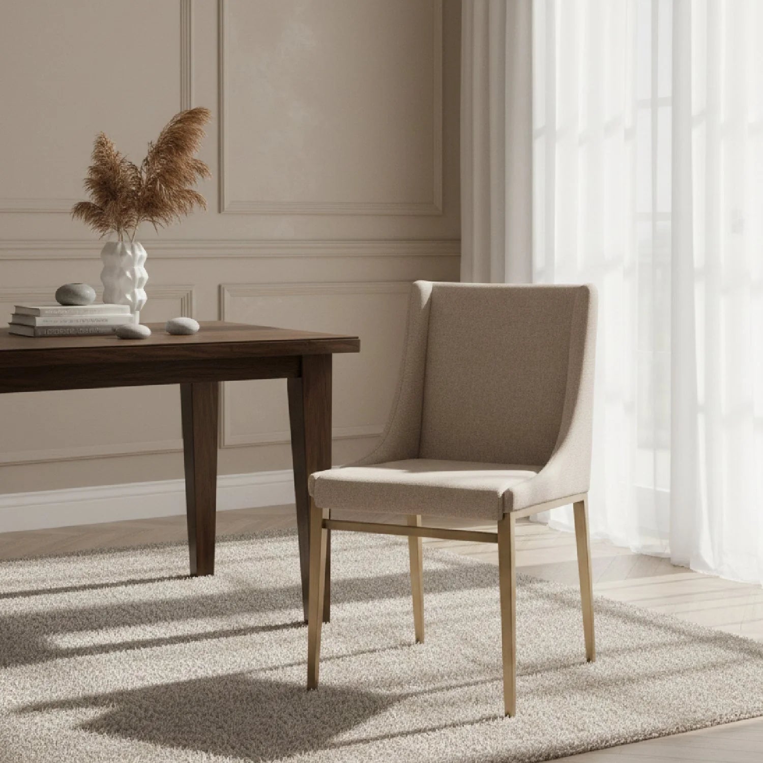 Luxury Sloped Arm Modern Dining Chair European Style for Villa