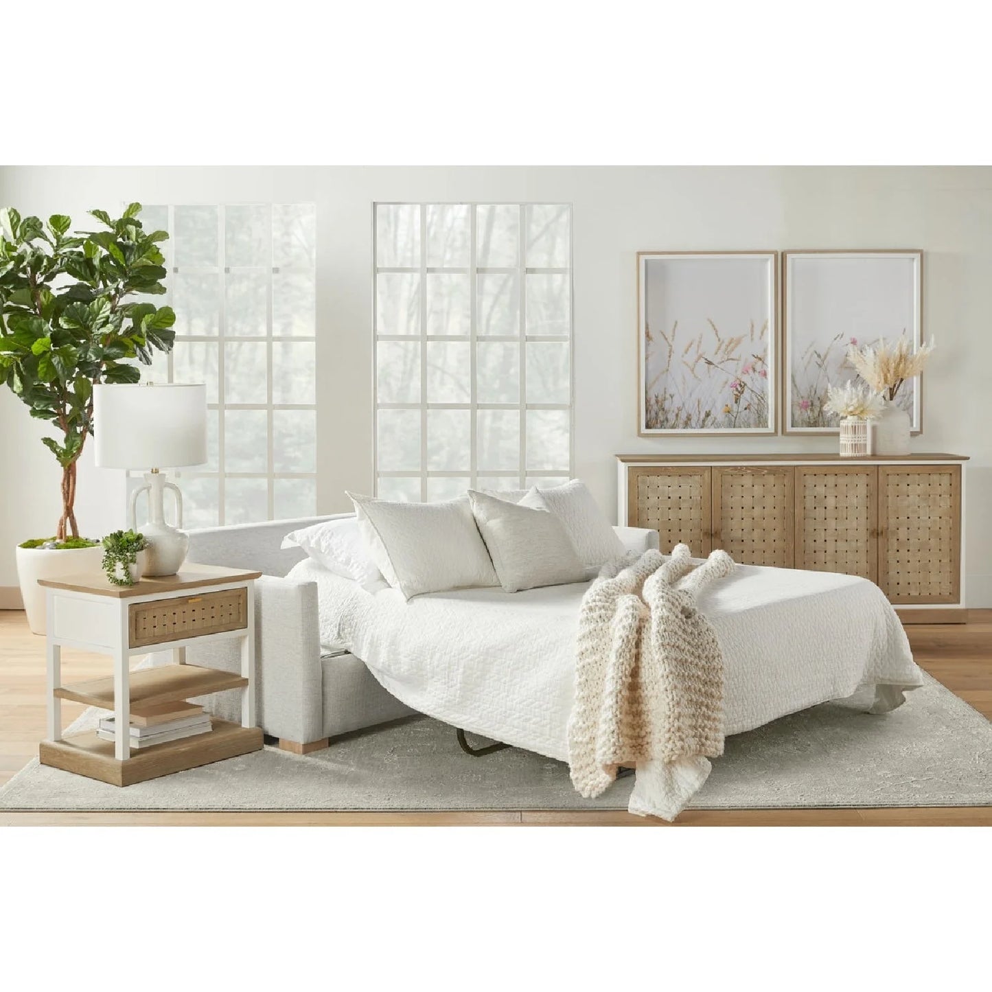 Luxury Smoke Gray Oak 4-Door Sideboard European Style for Villa
