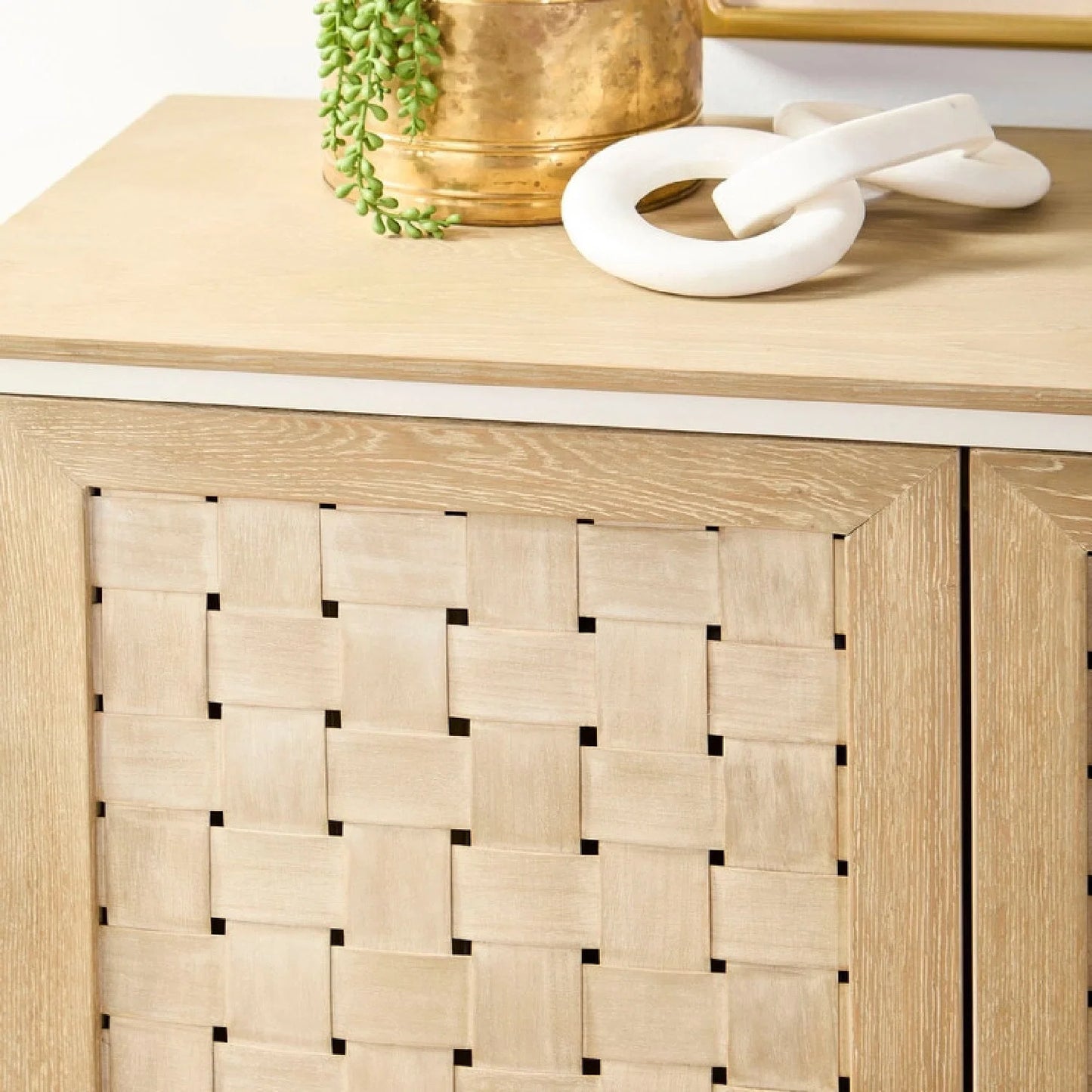 Luxury Smoke Gray Oak 4-Door Sideboard European Style for Villa