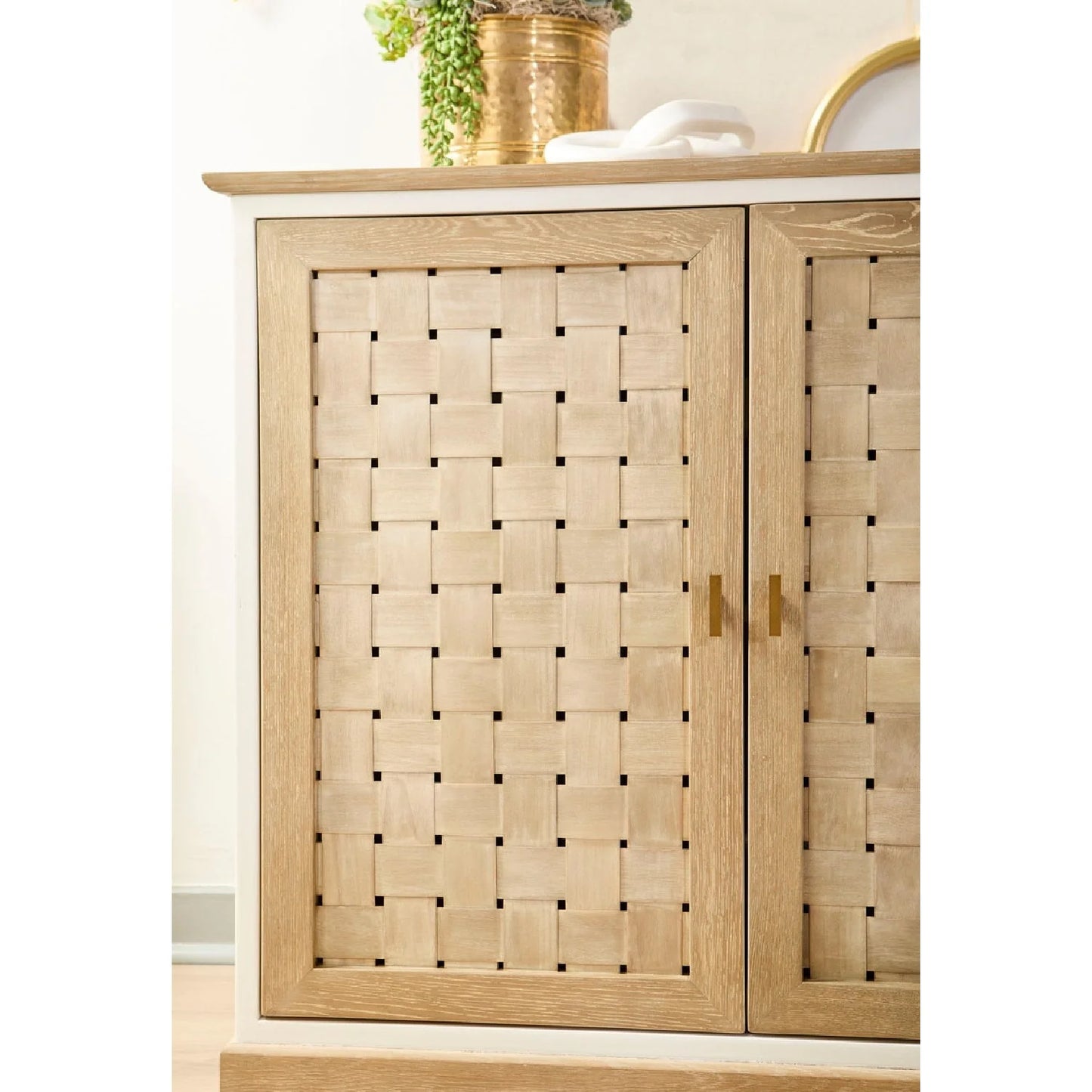 Luxury Smoke Gray Oak 4-Door Sideboard European Style for Villa
