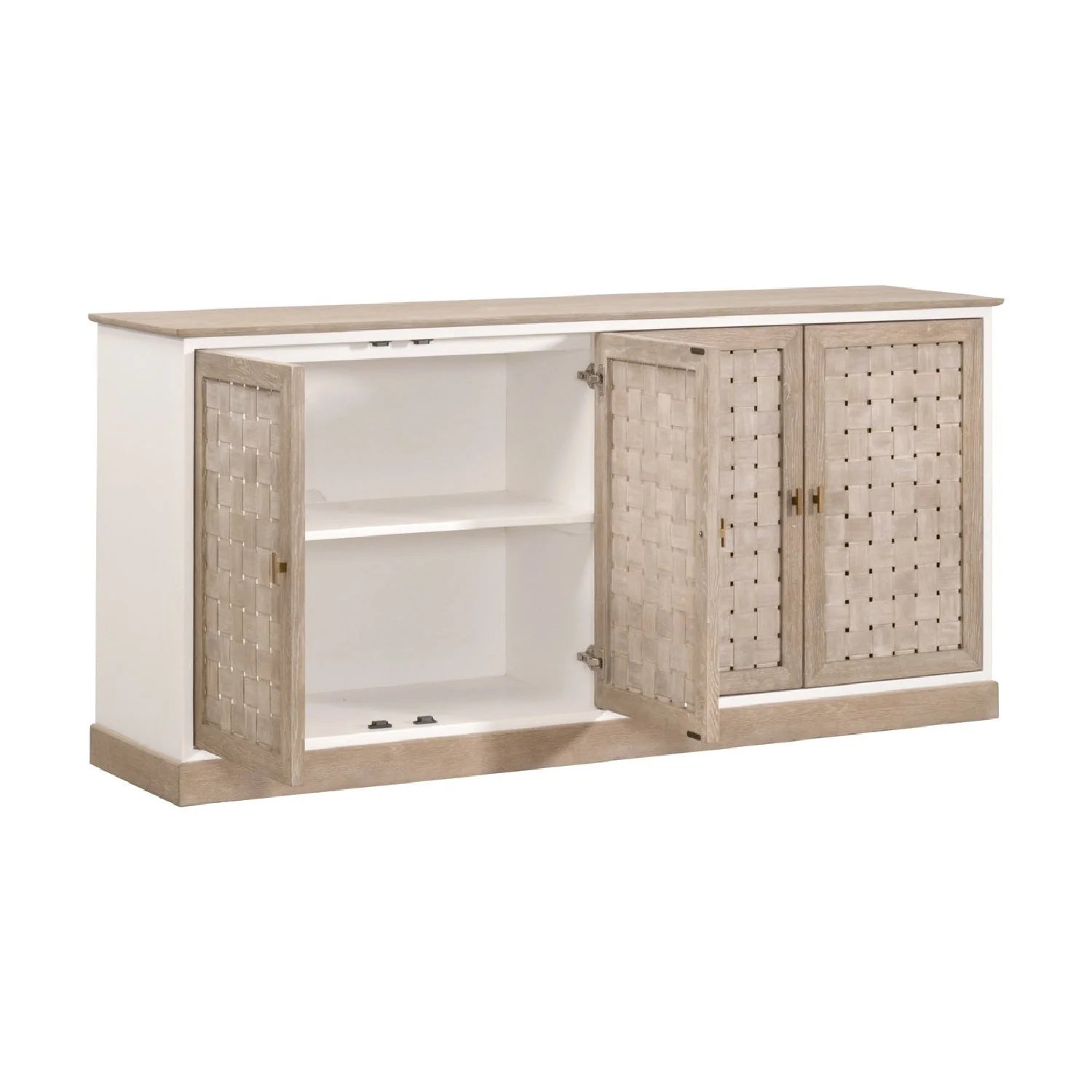 Luxury Smoke Gray Oak 4-Door Sideboard European Style for Villa