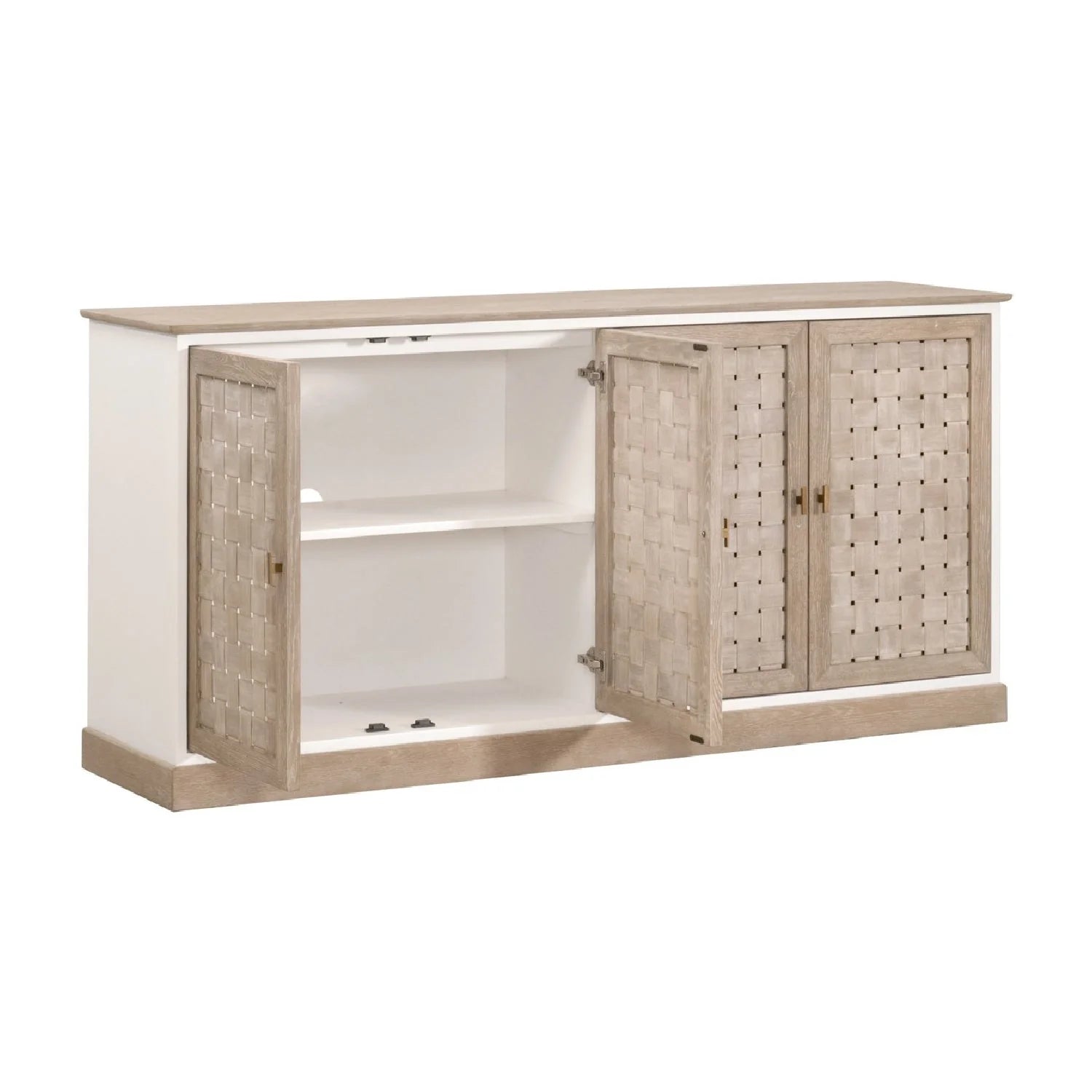Luxury Smoke Gray Oak 4-Door Sideboard European Style for Villa
