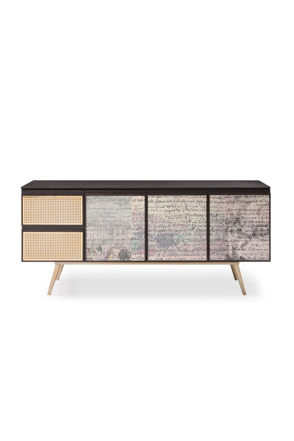 Luxury Smoked Ash 3-Door Sideboard European Style for Villa