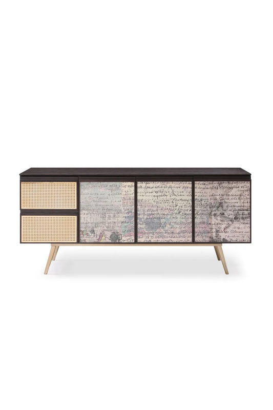 Luxury Smoked Ash 3-Door Sideboard European Style for Villa
