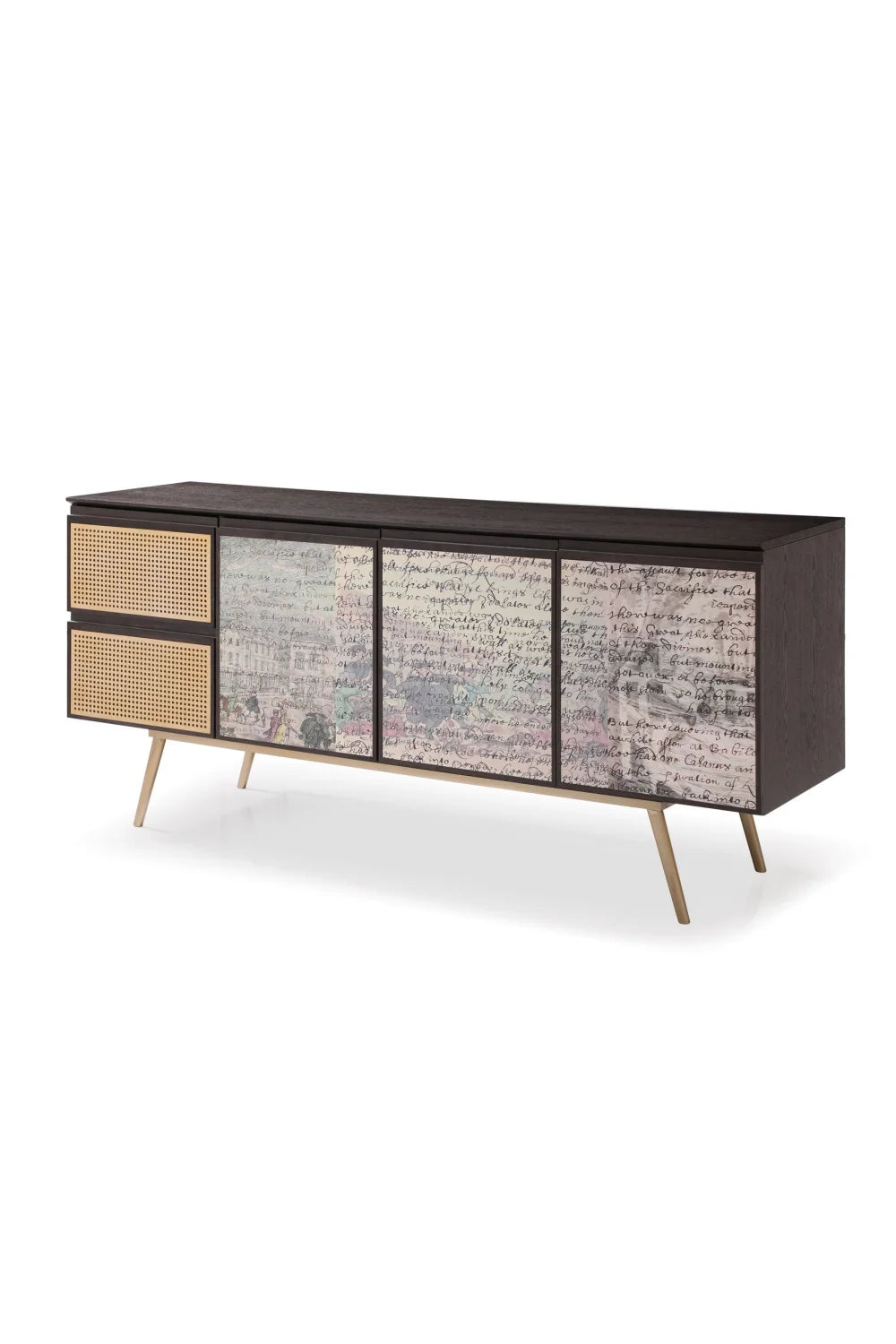 Luxury Smoked Ash 3-Door Sideboard European Style for Villa