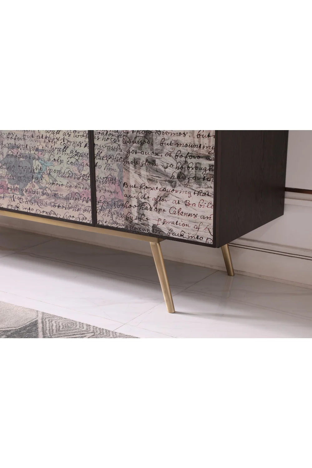 Luxury Smoked Ash 3-Door Sideboard European Style for Villa