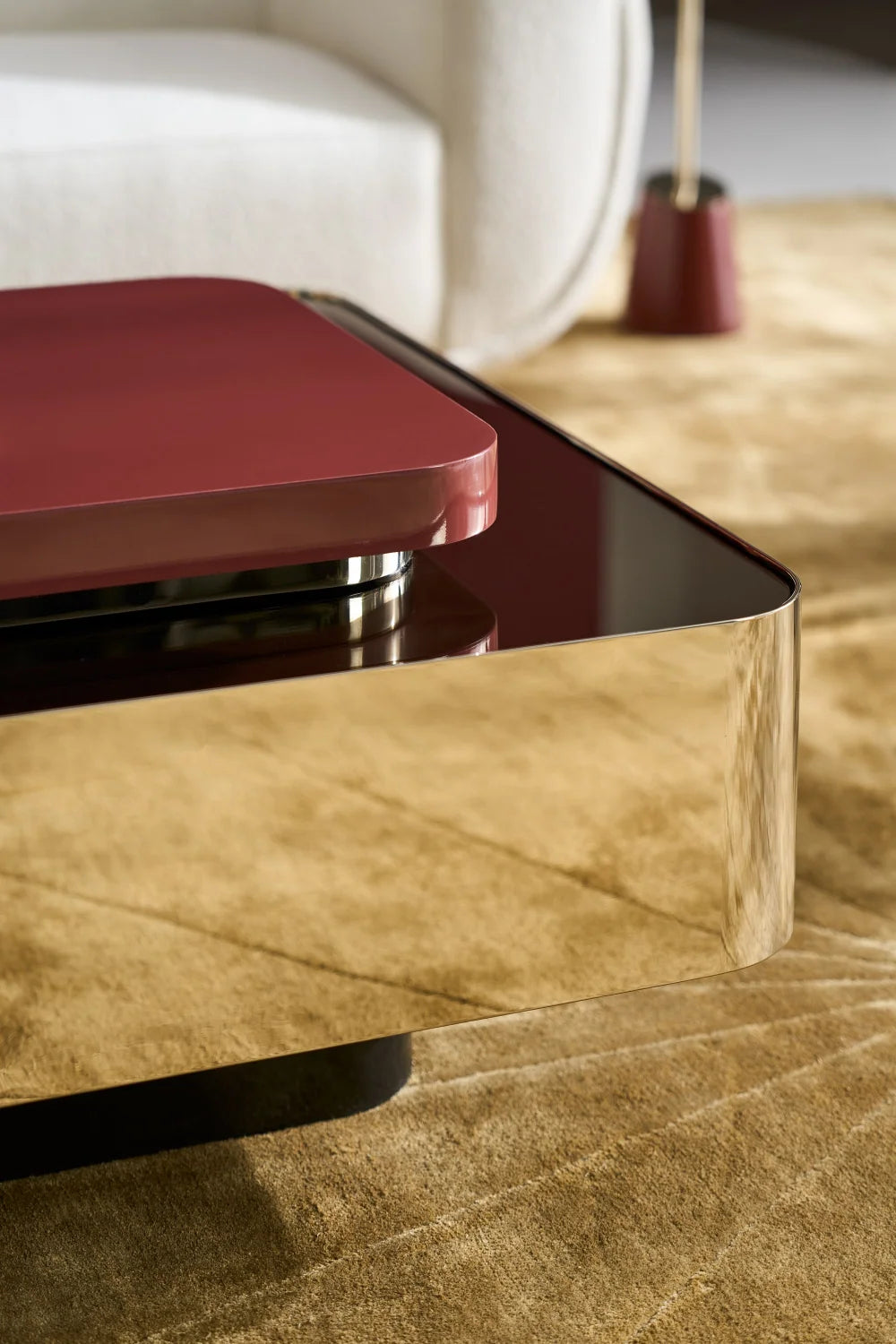 Luxury Smoked Bronze Coffee Table Modern Italian Style for Villa