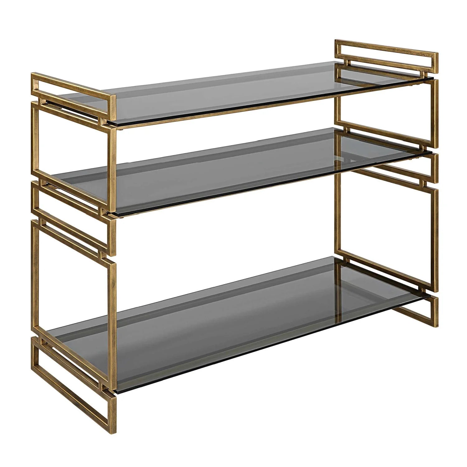 Luxury Smoked Gray Glass Console Table Modern Italian Style for Villa