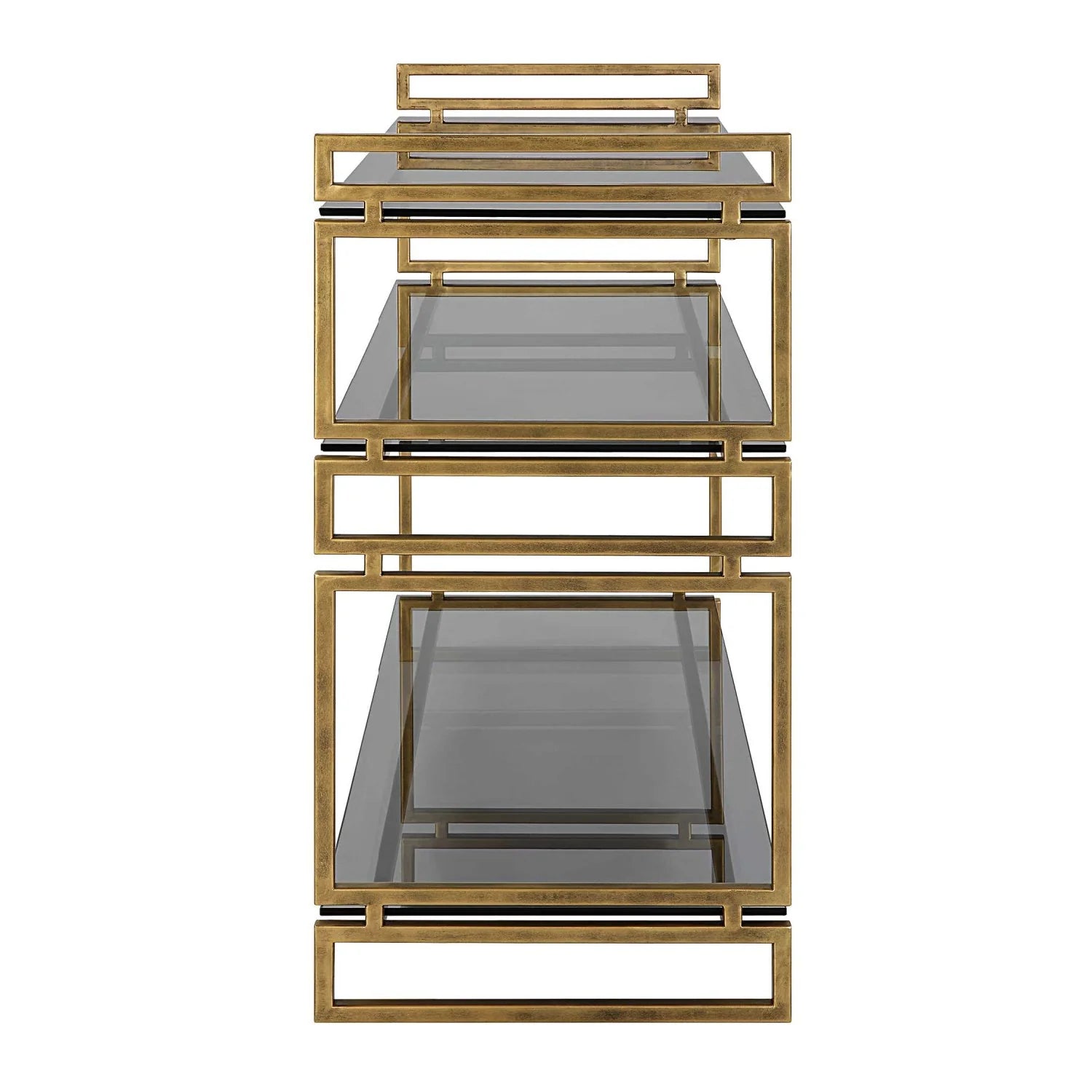 Luxury Smoked Gray Glass Console Table Modern Italian Style for Villa