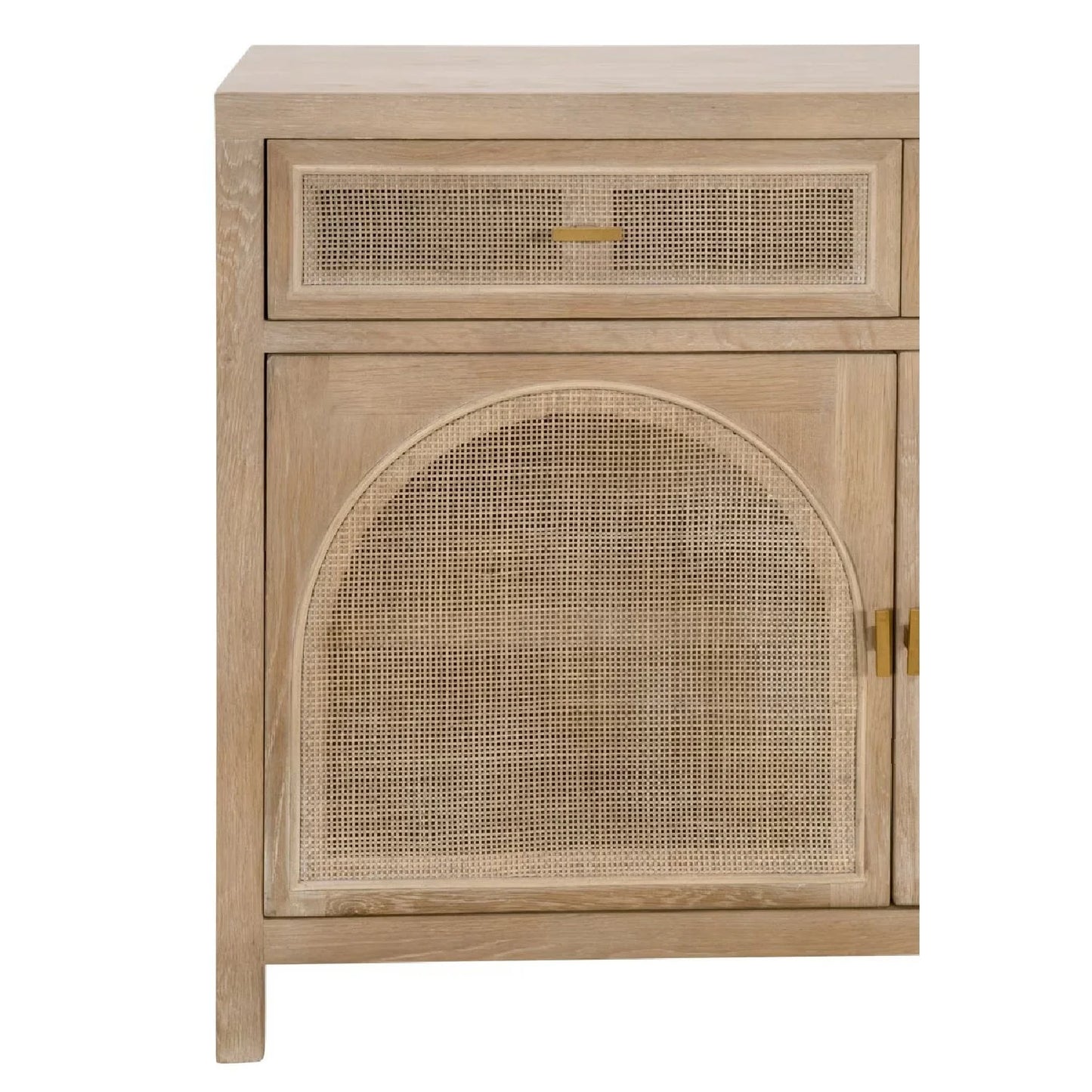 Luxury Smoked Gray Oak Cane Sideboard European Style for Villa