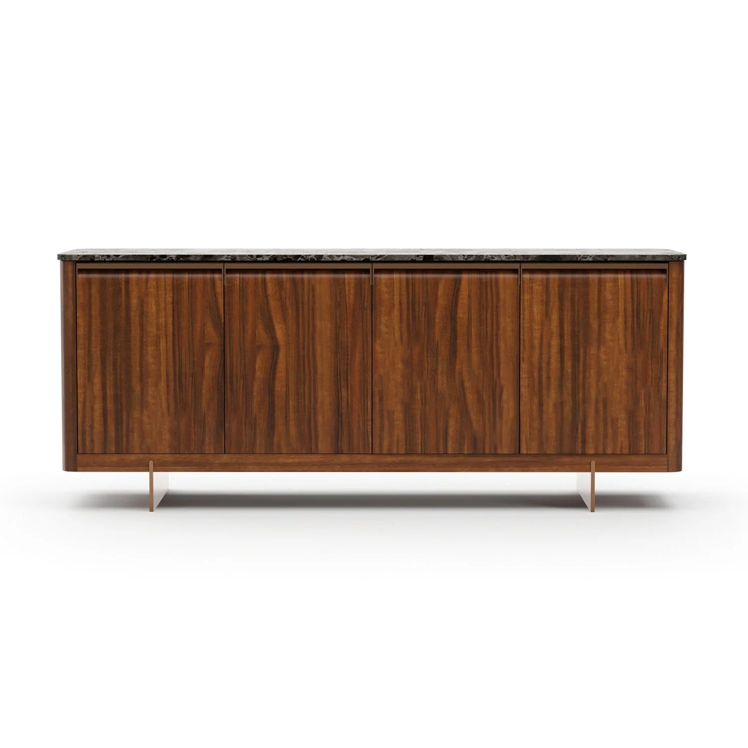 Luxury Smoked Walnut 4-Door Sideboard European Style for Villa