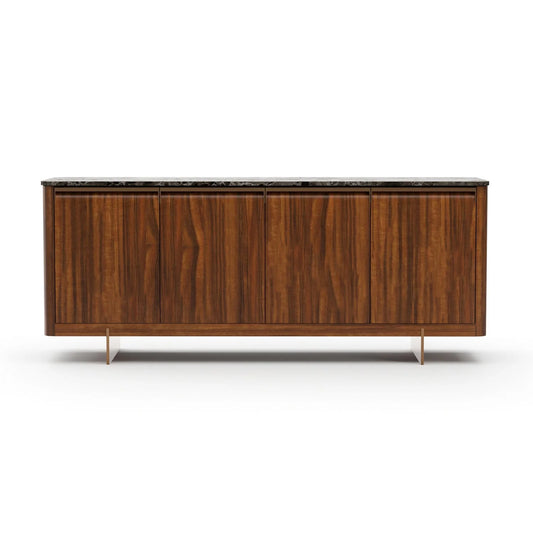 Luxury Smoked Walnut 4-Door Sideboard European Style for Villa
