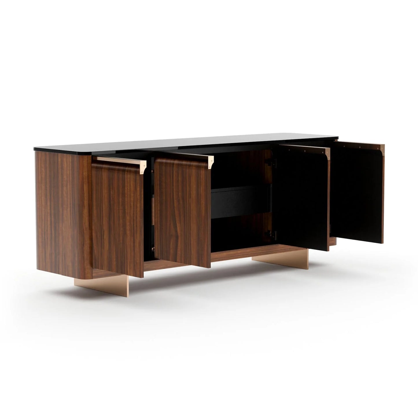 Luxury Smoked Walnut 4-Door Sideboard European Style for Villa