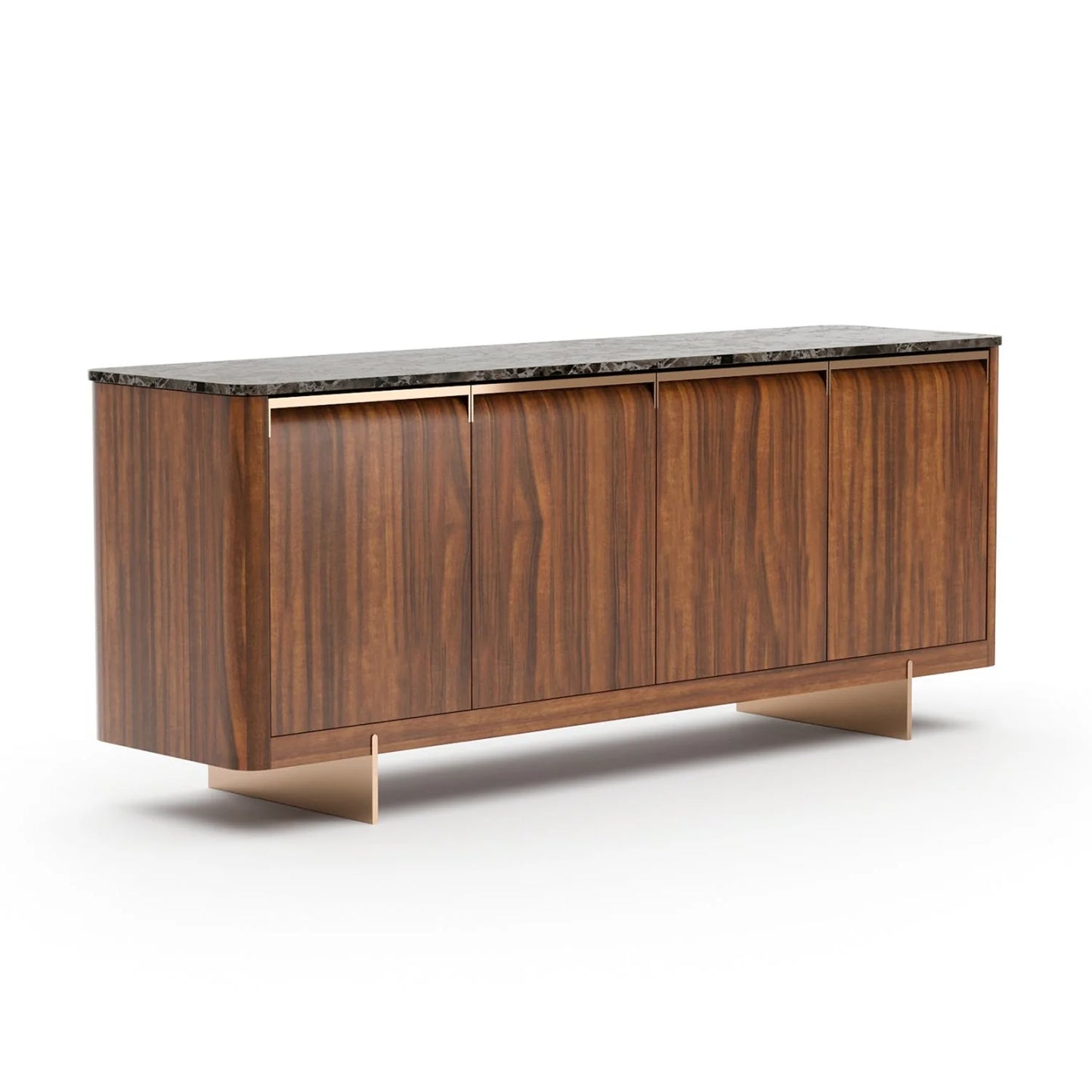 Luxury Smoked Walnut 4-Door Sideboard European Style for Villa