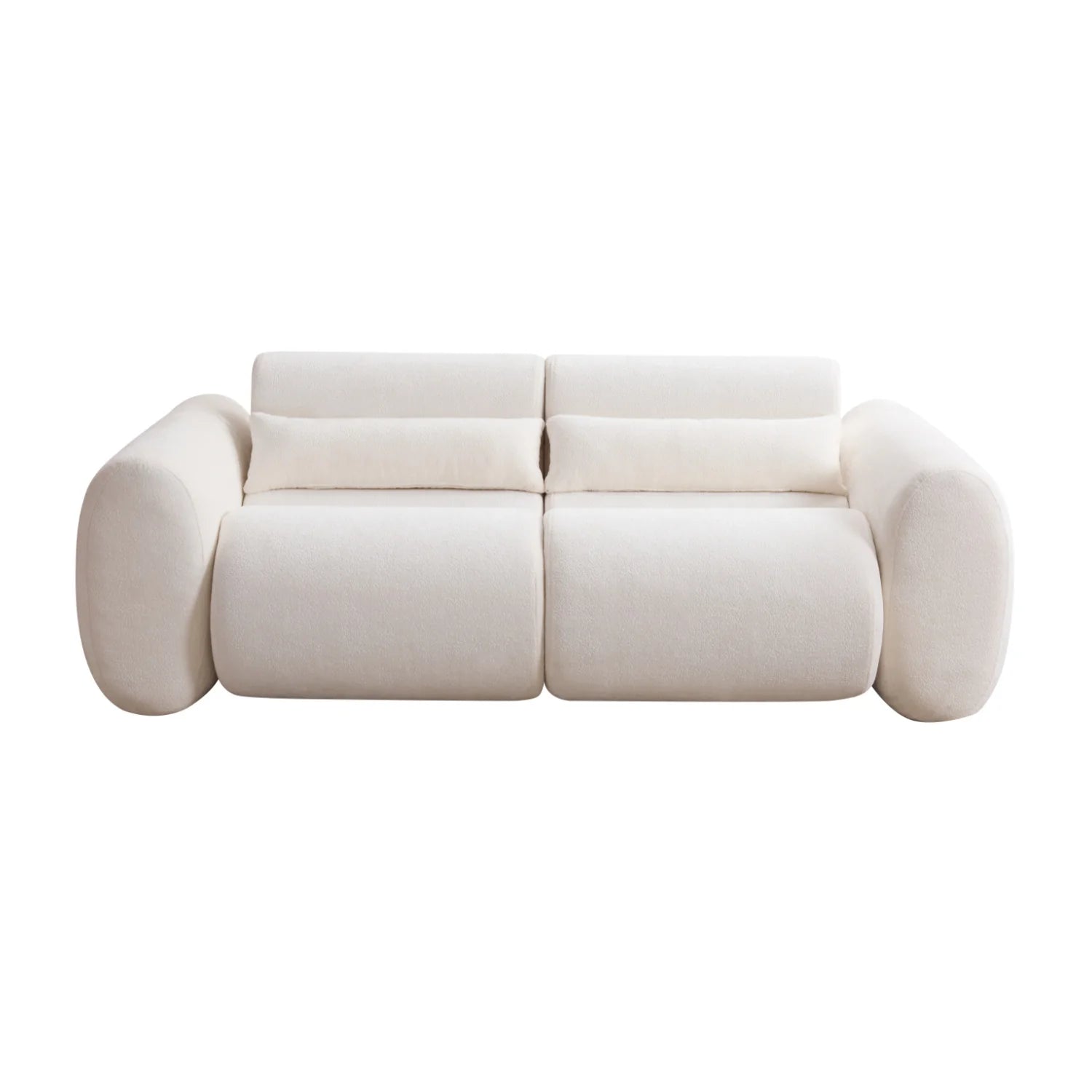 Luxury Snow White Curved 3-Seater Upholstered Sofa Modern Italian Style for Villa