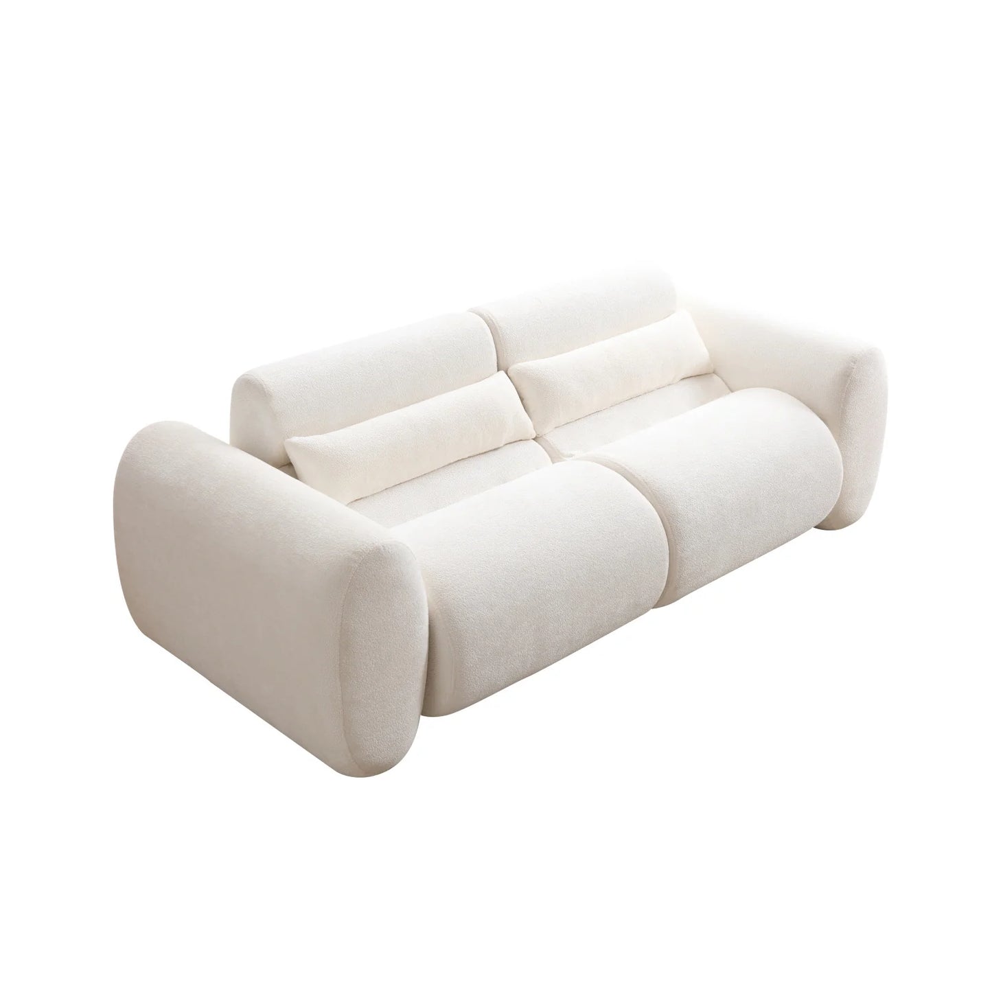 Luxury Snow White Curved 3-Seater Upholstered Sofa Modern Italian Style for Villa