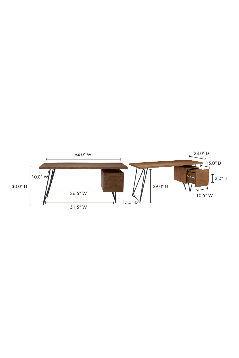 Luxury Solid Acacia 1-Drawer Modern Desk European Style for Villa