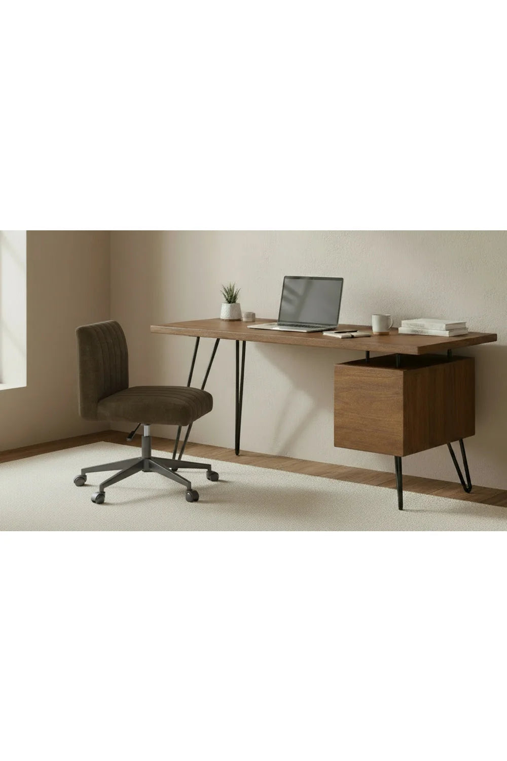 Luxury Solid Acacia 1-Drawer Modern Desk European Style for Villa