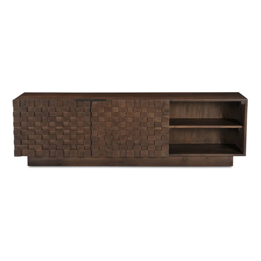 Luxury Solid Acacia 2-Door Media Cabinet Modern Italian Style for Villa