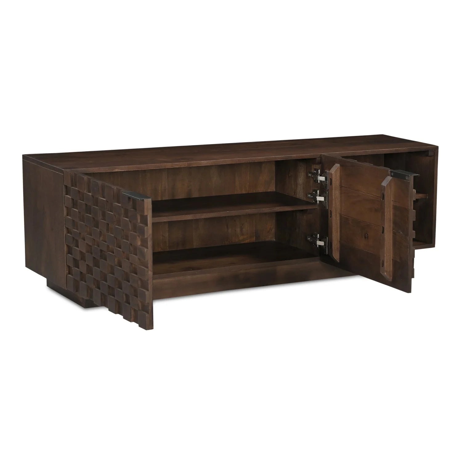 Luxury Solid Acacia 2-Door Media Cabinet Modern Italian Style for Villa