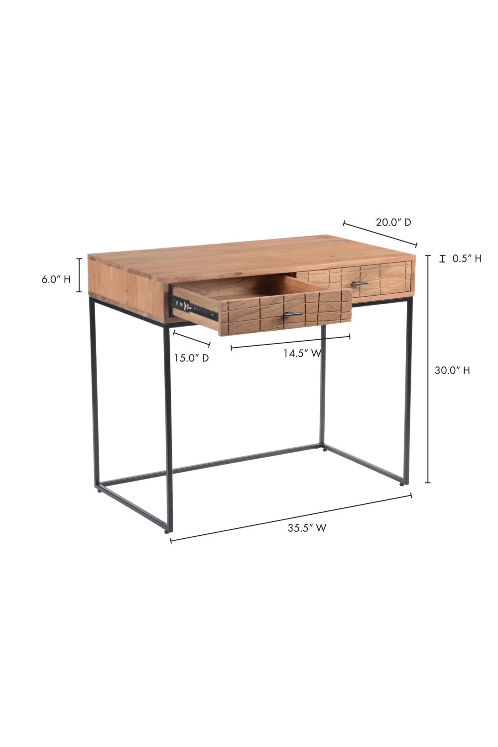 Luxury Solid Acacia 2-Drawer Modern Writing Desk European Style for Villa