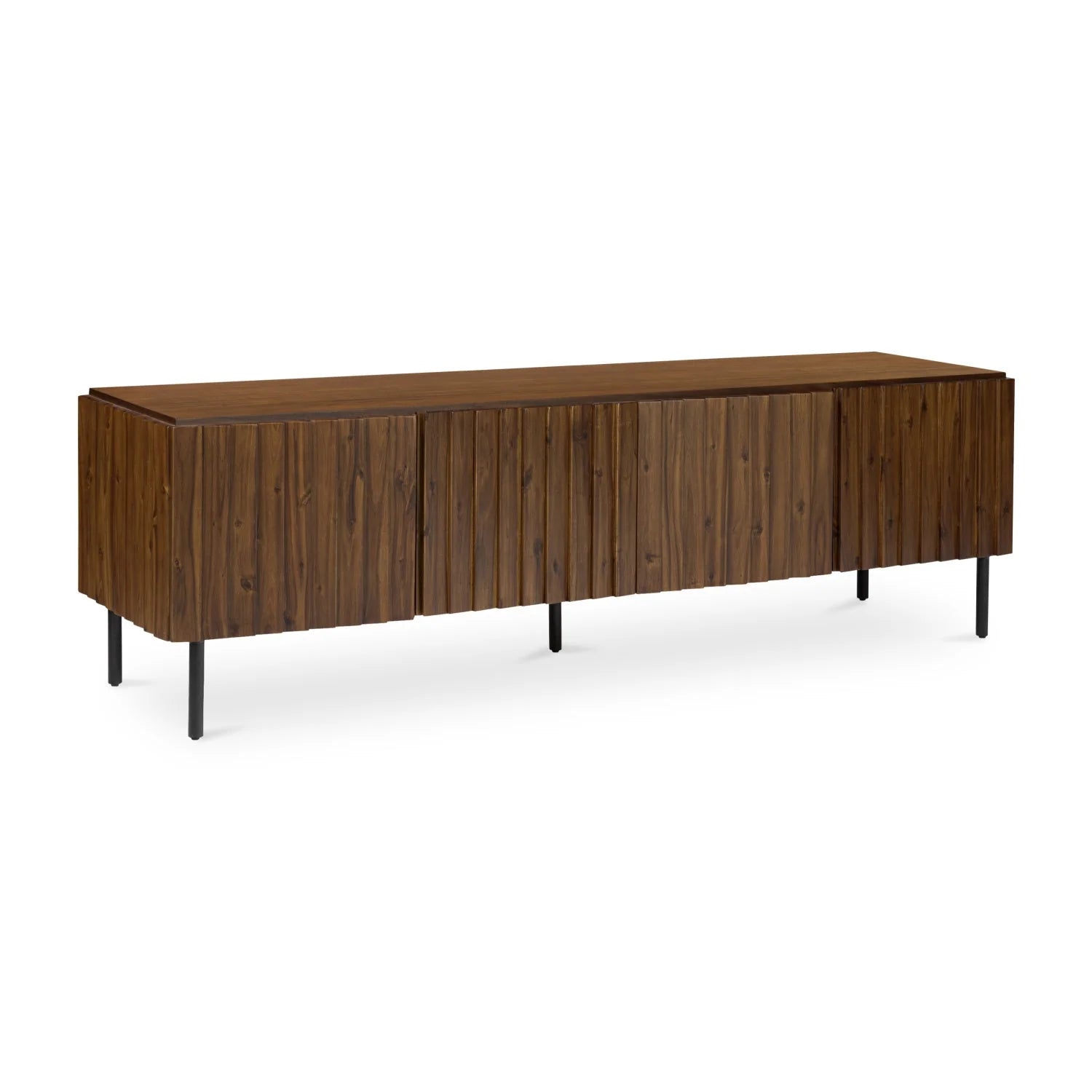 Luxury Solid Acacia 4-Door Media Cabinet Modern Italian Style for Villa