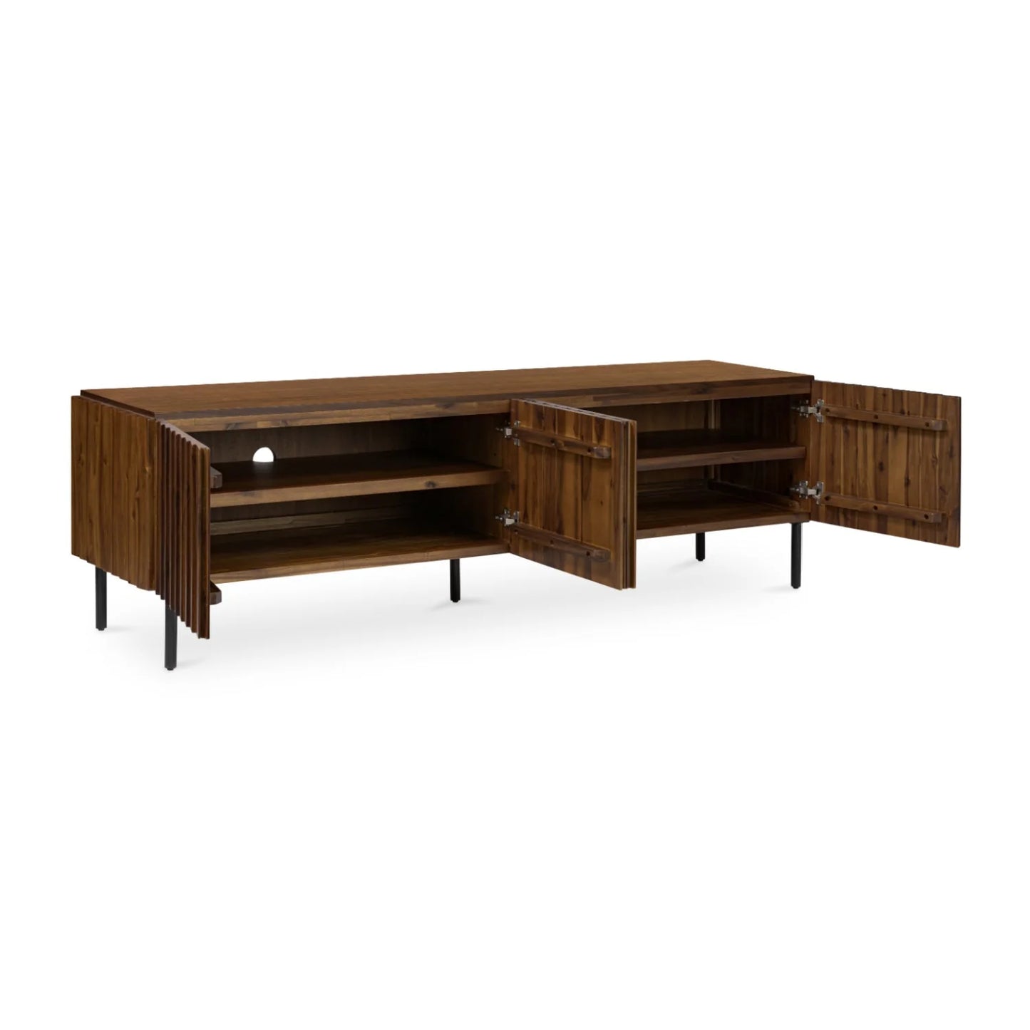 Luxury Solid Acacia 4-Door Media Cabinet Modern Italian Style for Villa