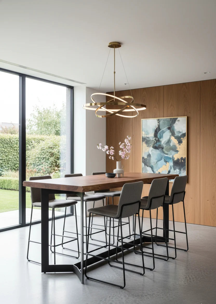 Luxury Solid Acacia Wood Counter Table Modern Italian Style for Villa