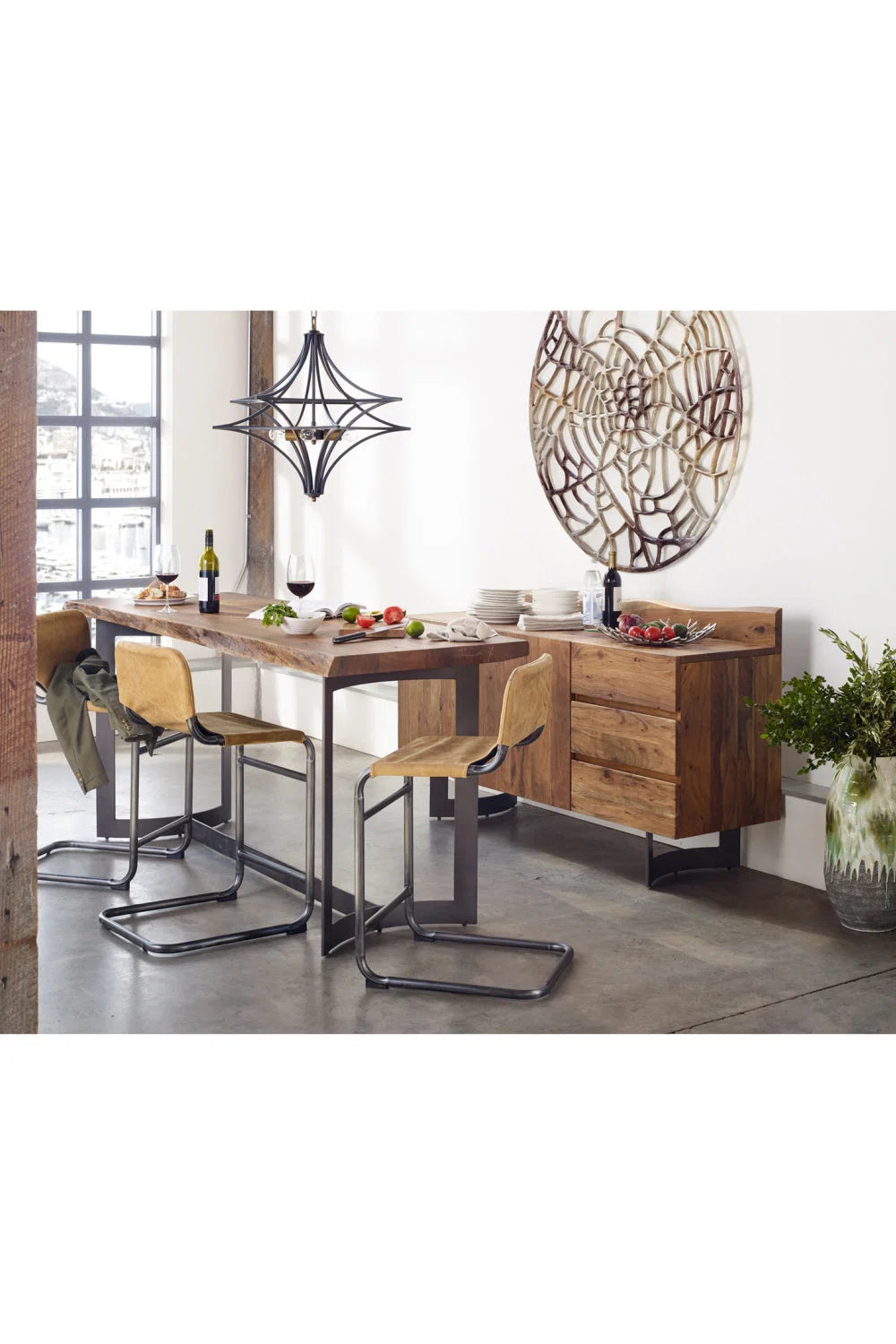 Luxury Solid Acacia Wood Counter Table Modern Italian Style for Villa