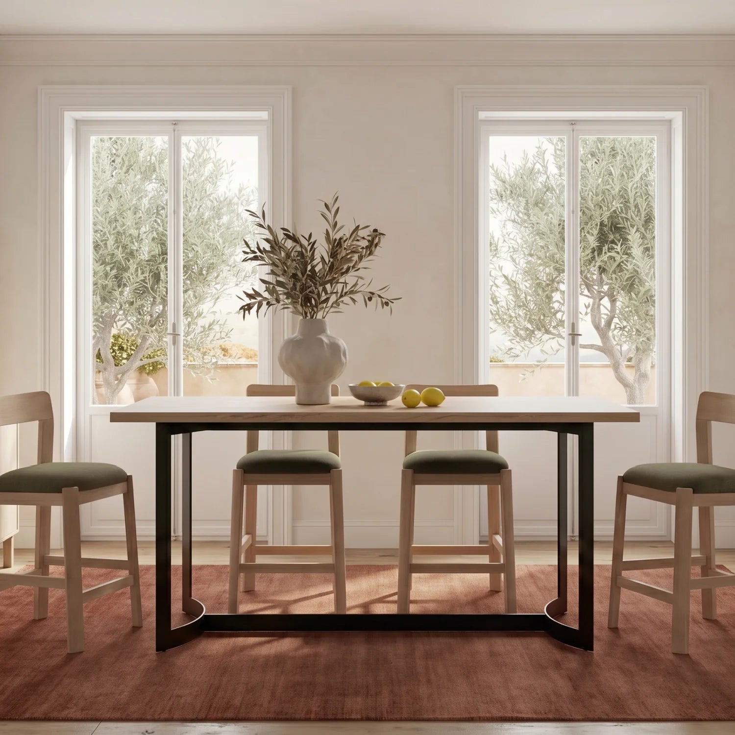 Luxury Solid Acacia Wood Counter Table Modern Italian Style for Villa