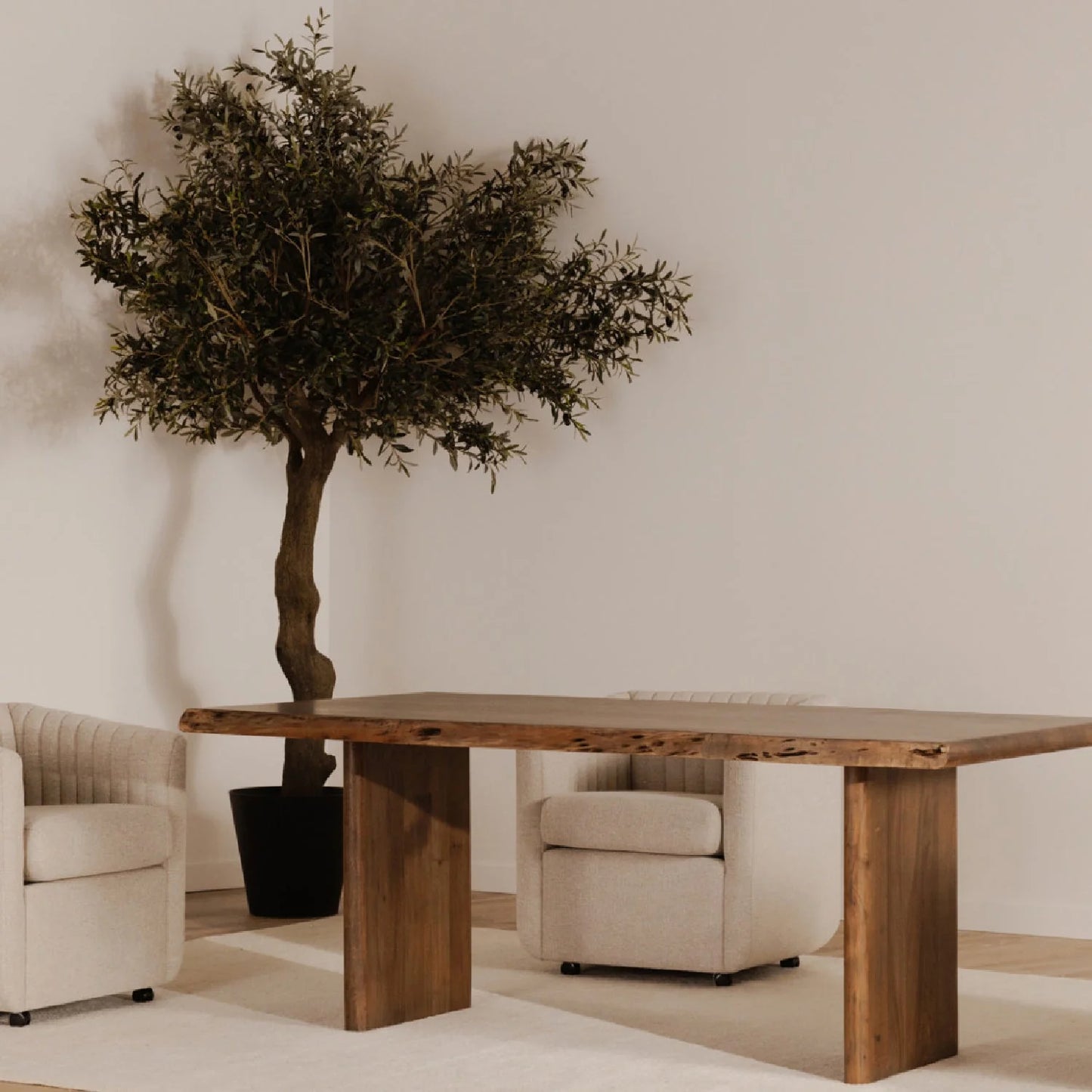Luxury Solid Acacia Wood Dining Table Modern Italian Style for Villa