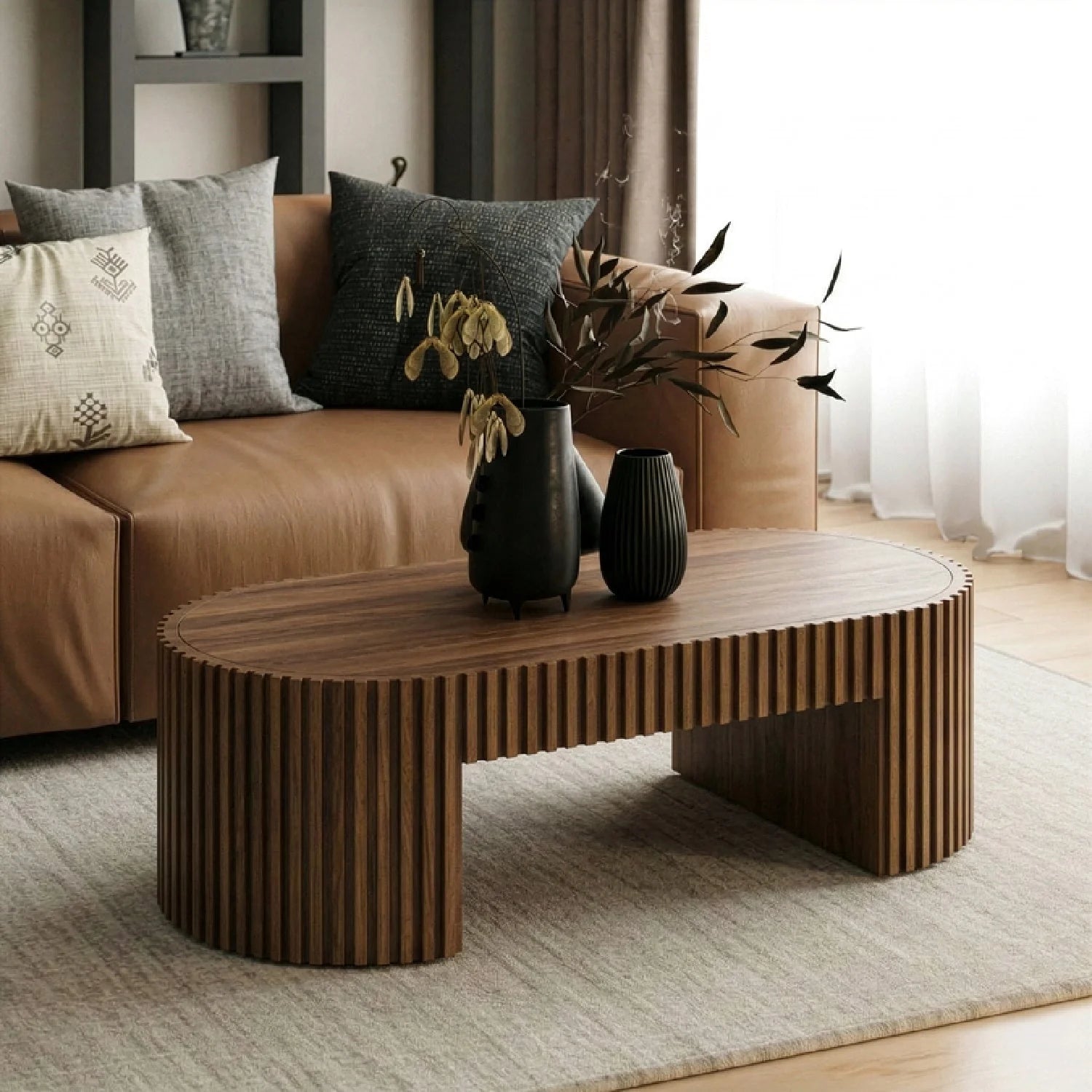 Luxury Solid Eucalyptus 1-Drawer Coffee Table Modern Italian Style for Villa