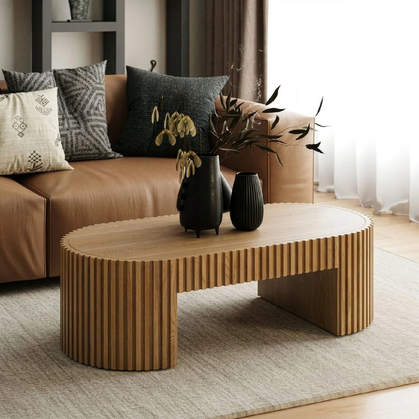 Luxury Solid Eucalyptus 1-Drawer Coffee Table Modern Italian Style for Villa