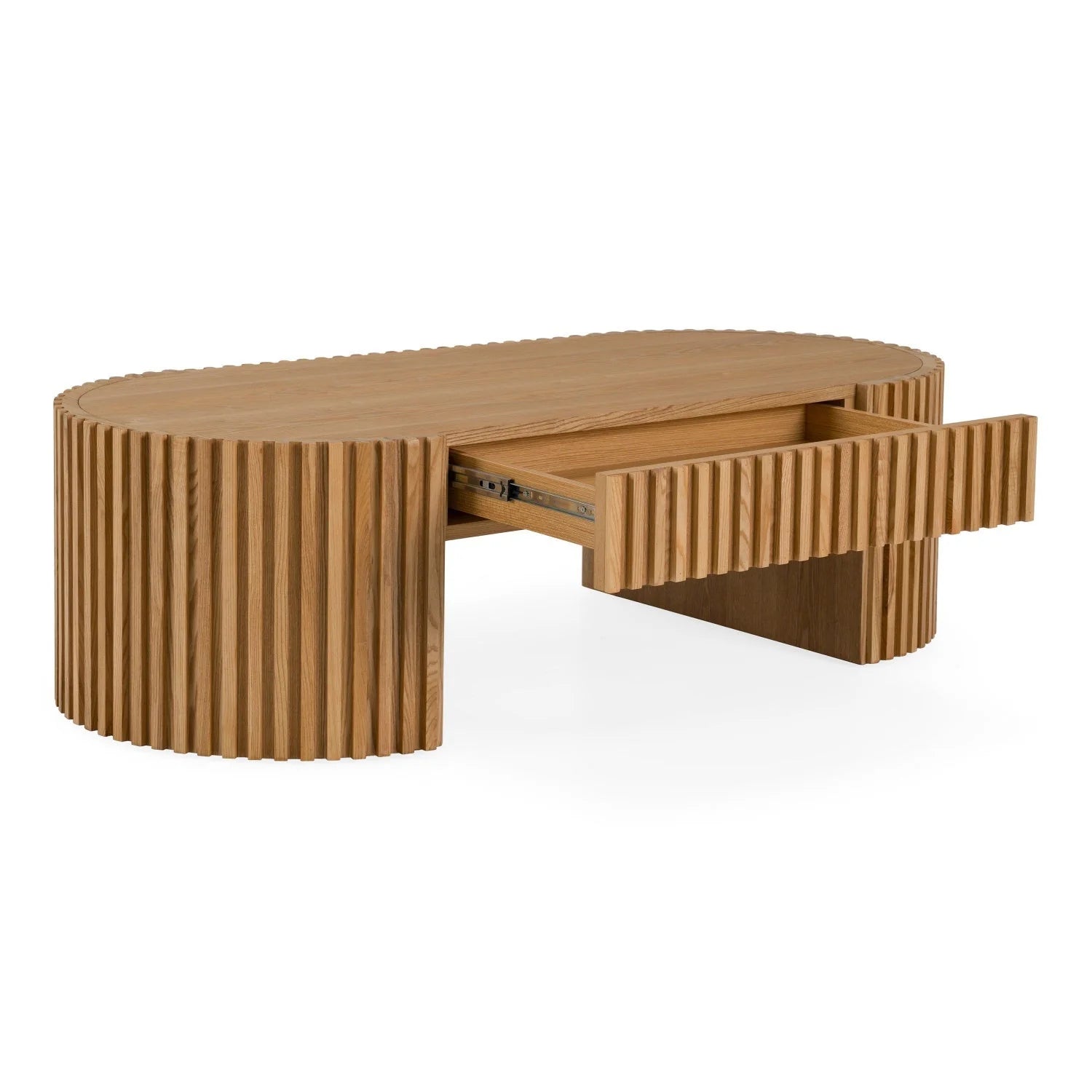 Luxury Solid Eucalyptus 1-Drawer Coffee Table Modern Italian Style for Villa